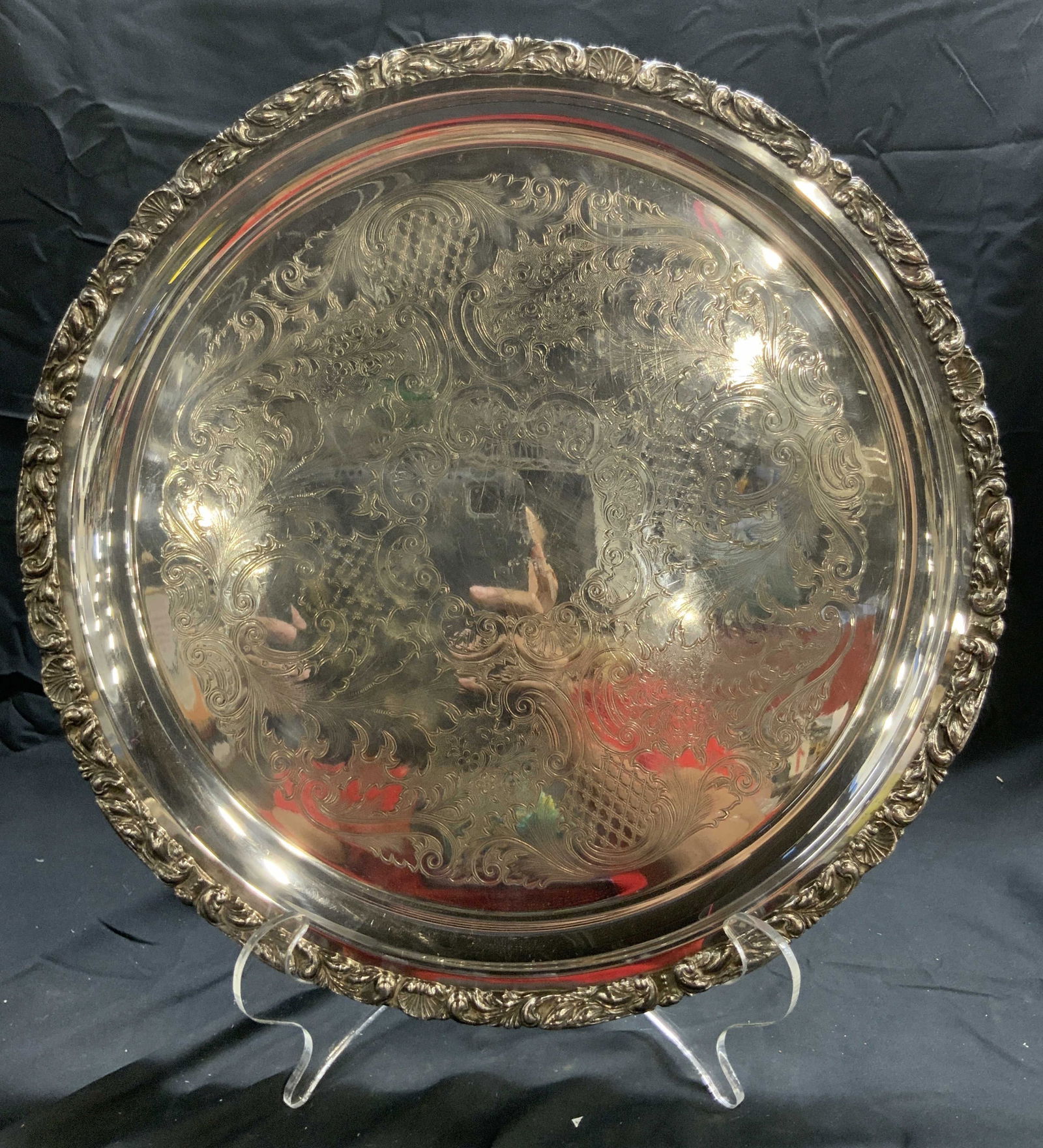 CRESCENT Silver Pl Vntg Victorian Serving Tray (1 of 7)