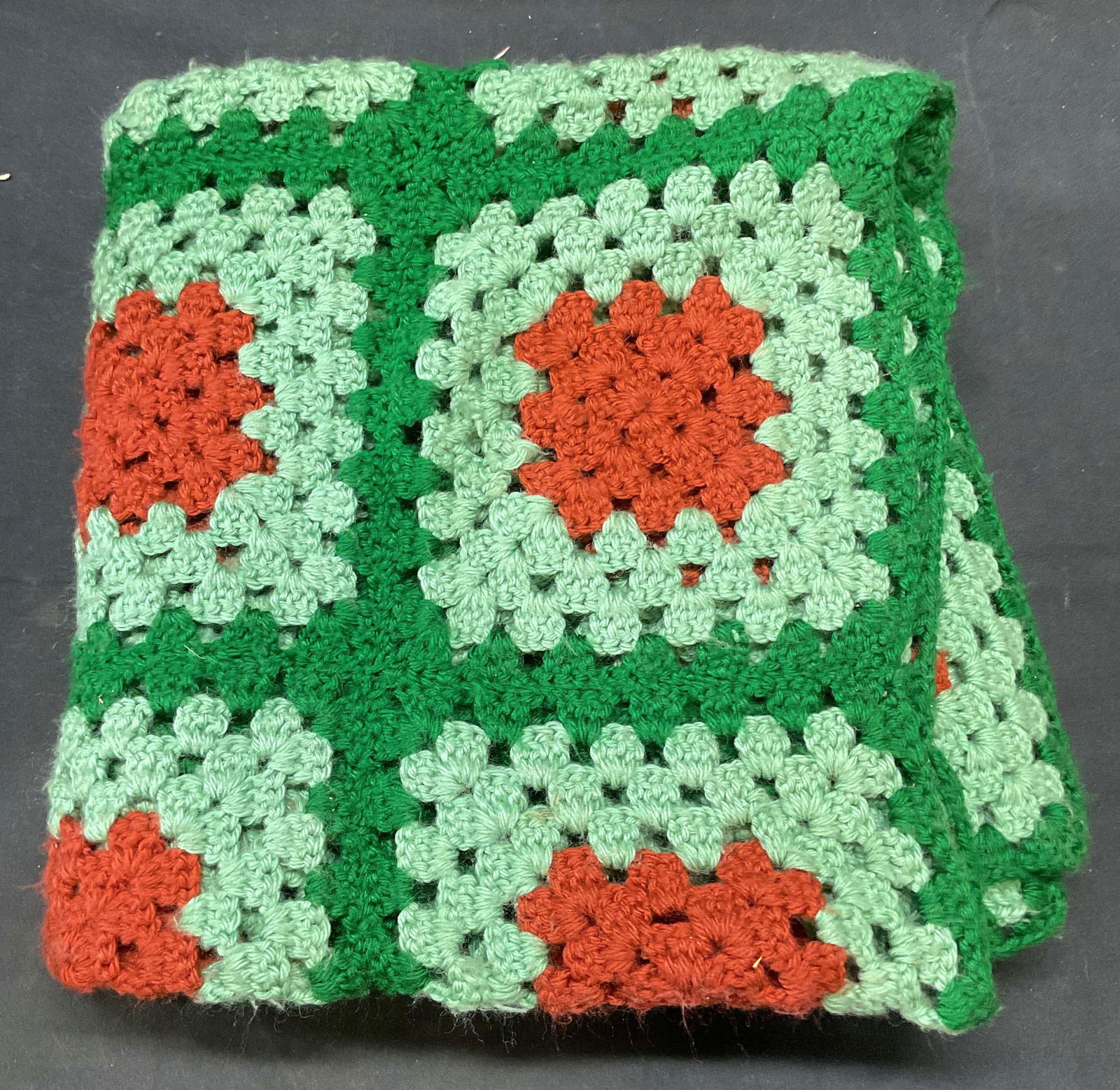 Handmade Crochet Knit Square Pattern Blanket (1 of 6)