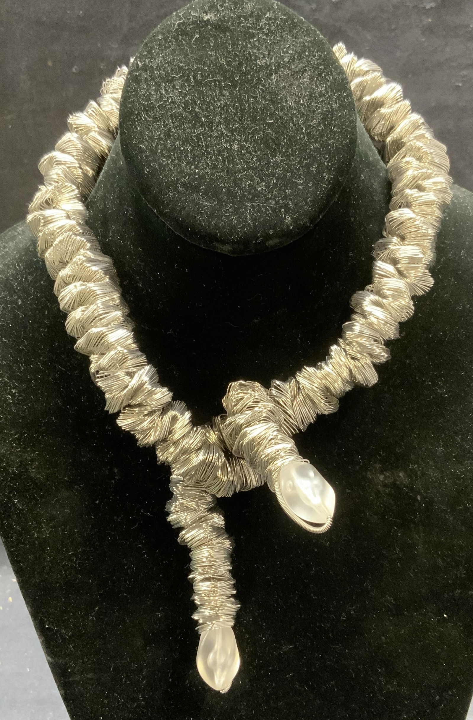 Vintage Silver Tone Wire Lariat Necklace (1 of 6)