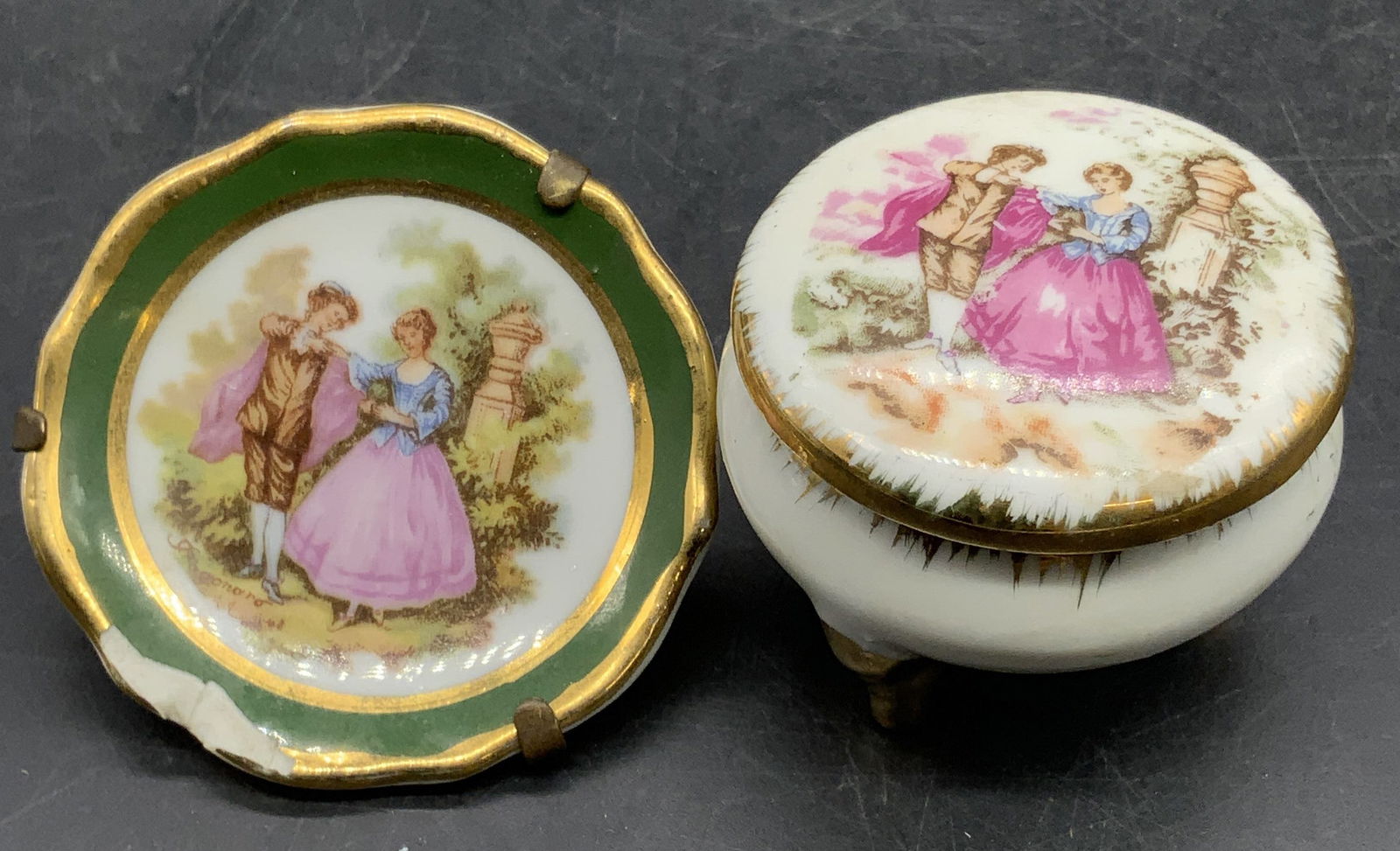 Lot 2 LIMOGES FRANCE Mini Plate & Trinket Box (1 of 8)