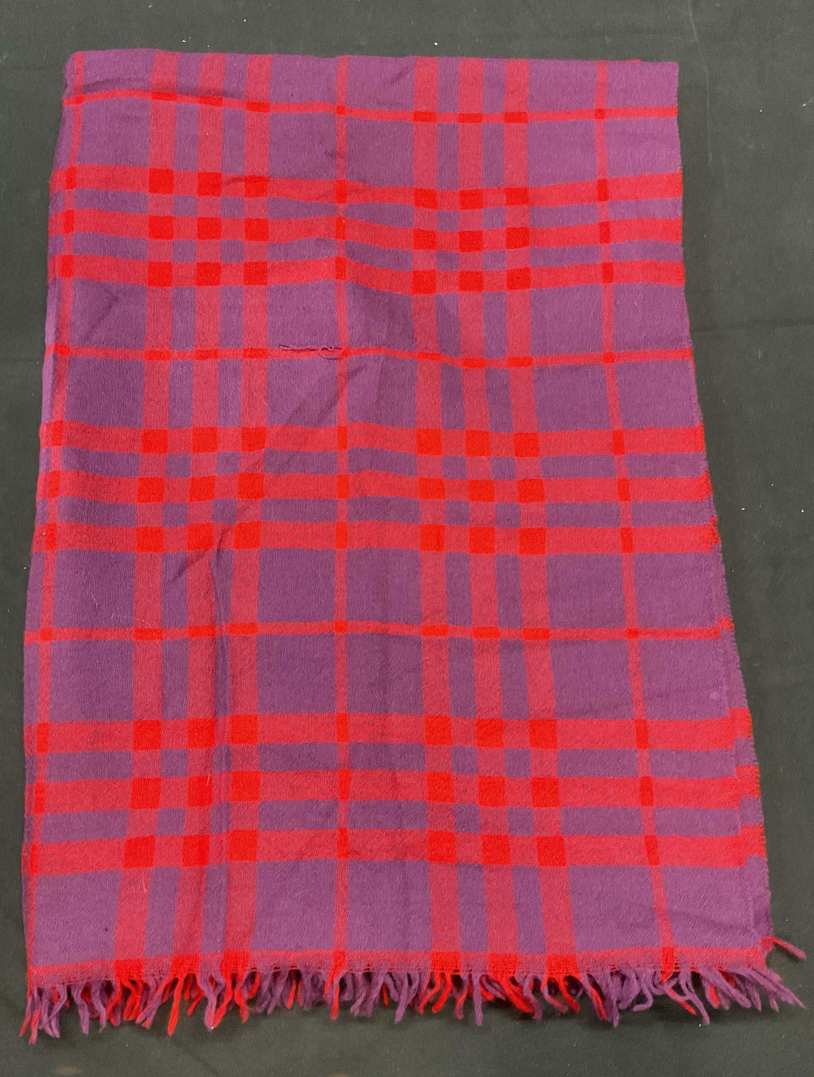 Peter James Purple Red Wool Plaid Scarf (1 of 6)