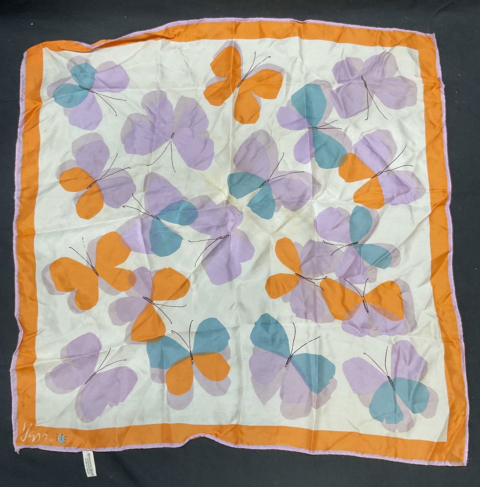 Vera Orange Blue Butterfly Scarf (1 of 6)