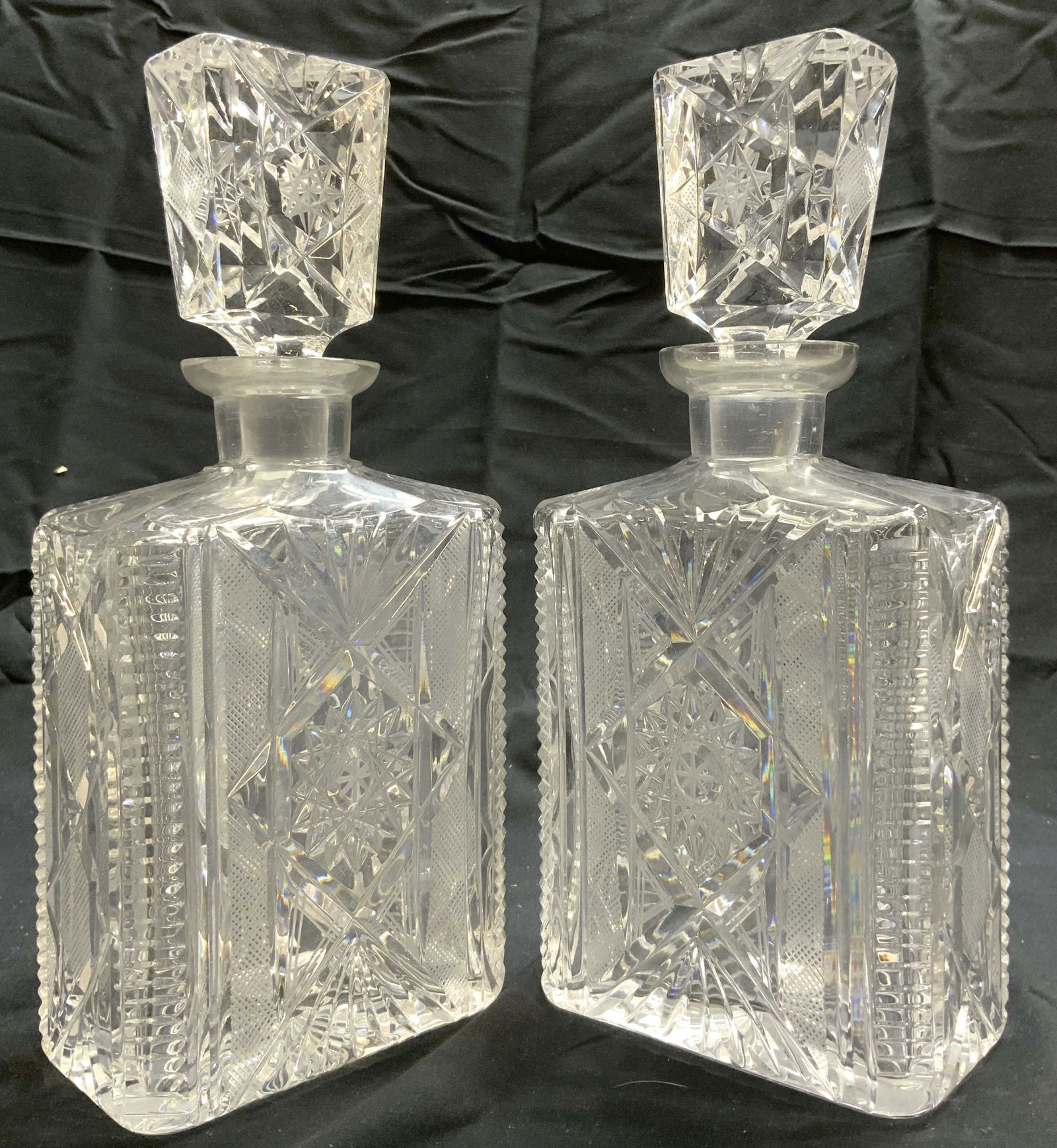 Pair Cut Crystal Decanters W Stoppers (1 of 8)