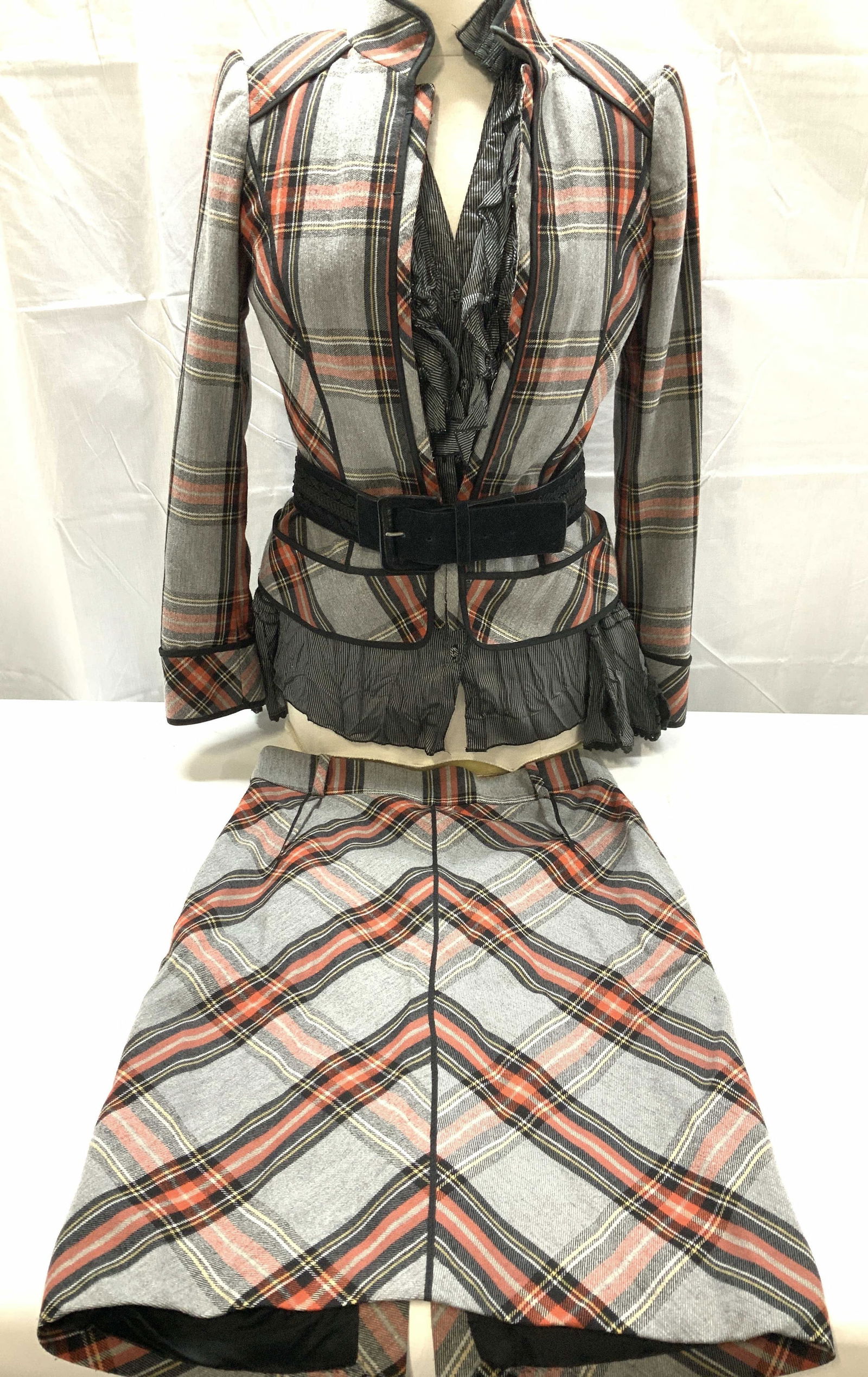 Zara Woman Wool Blend Skirt Suit w Belt & Blouse (1 of 10)