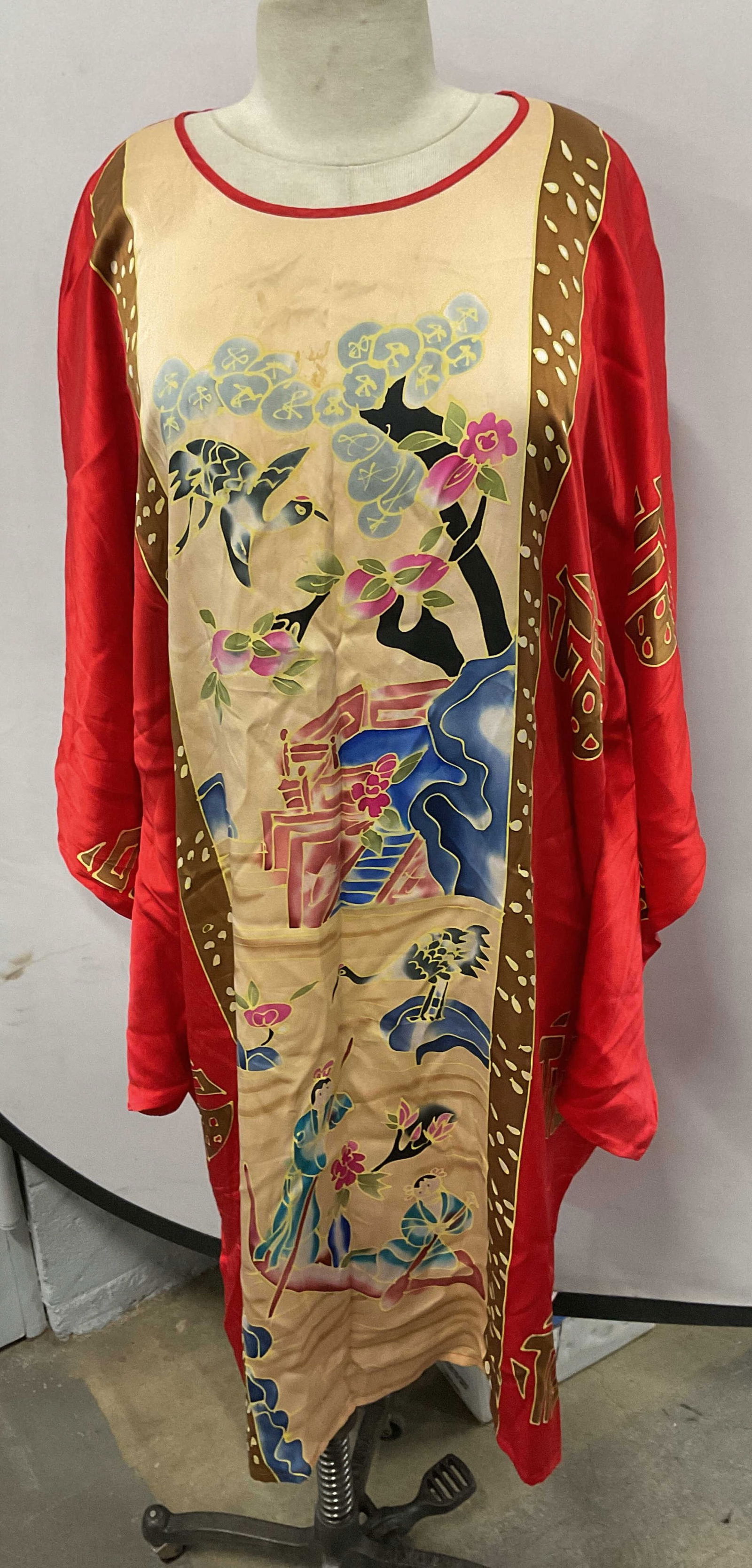 Vintage Shusimal Red Asian Print Silk Dress (1 of 8)
