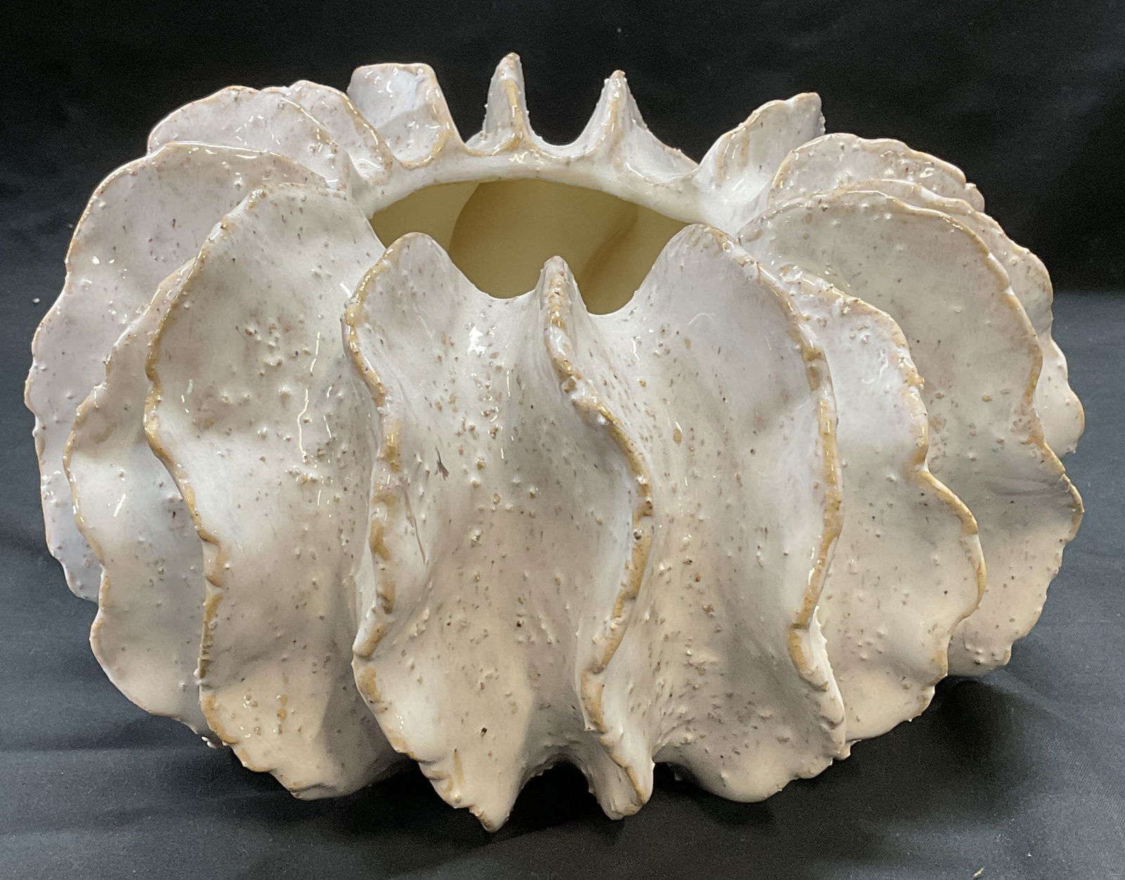 Handmade White Ceramic Ruffle Vase (1 of 6)