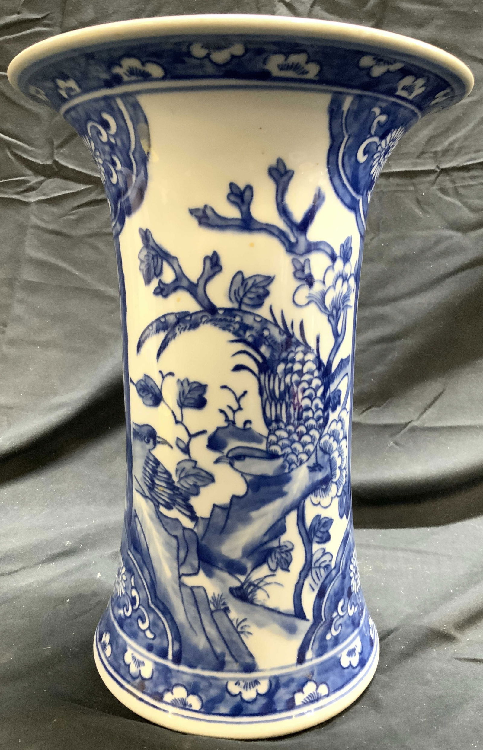 Asian Chinoiserie Porcelain Beaker Vase (1 of 8)
