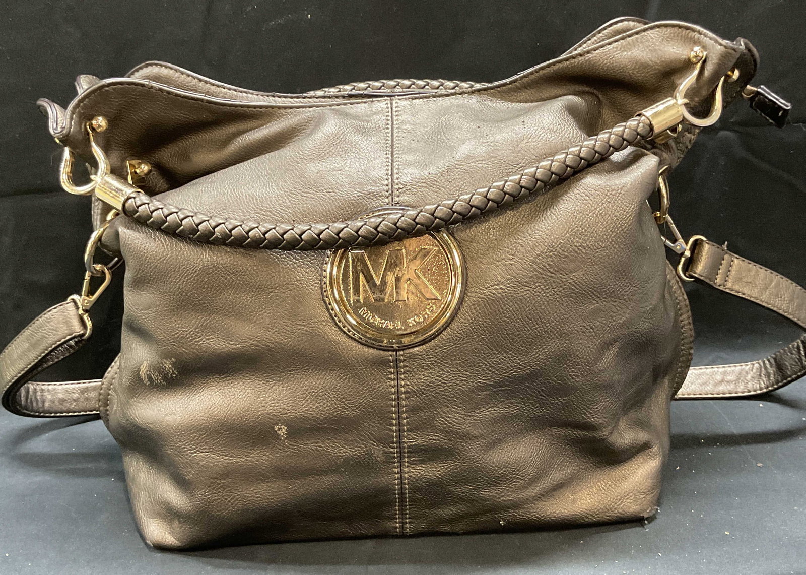 Pewter Metallic Leather Handbag (1 of 7)