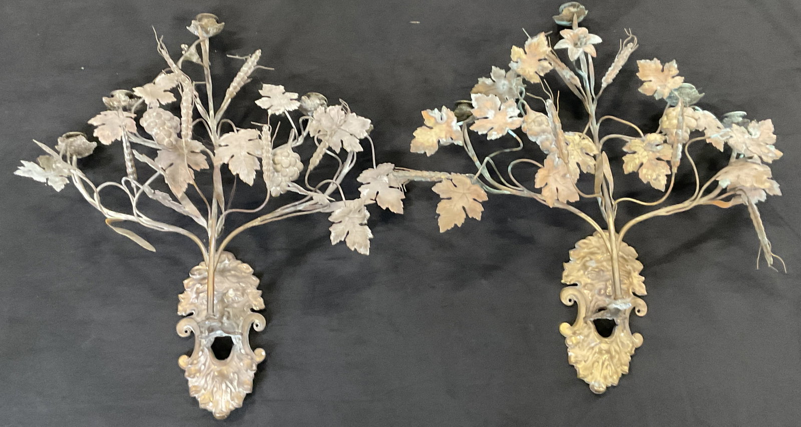 Pair Bronze Lion Head Figural Floral Sconces (1 of 12)