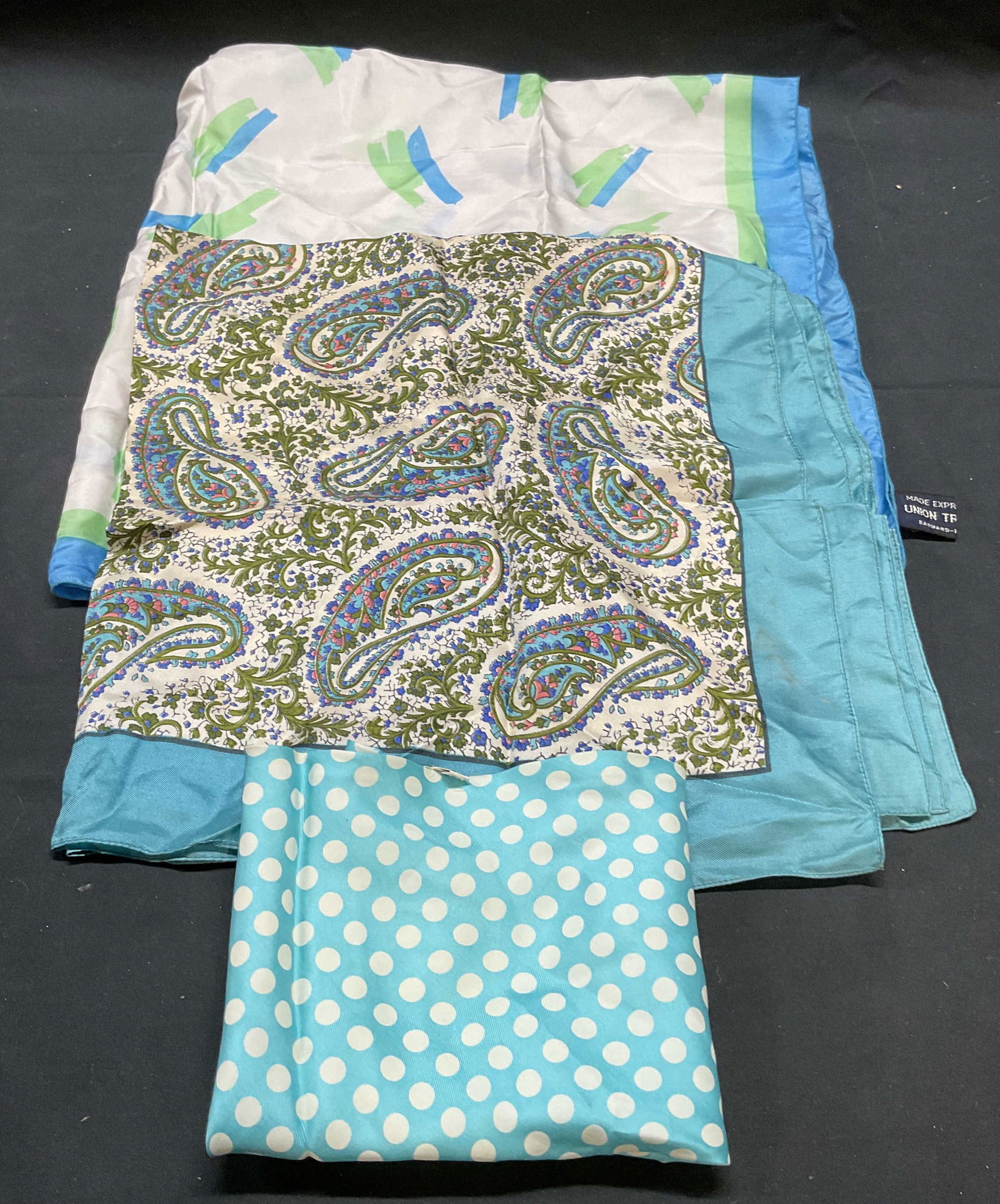 Lot 3 Echo Blue Polka Dot Silk Scarf + (1 of 7)