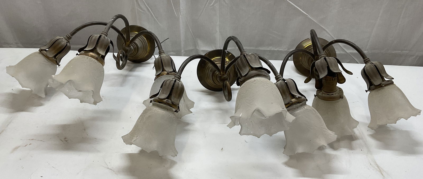 Lot 3 Vintage 3 Arm Flower Light Fixtures (1 of 10)