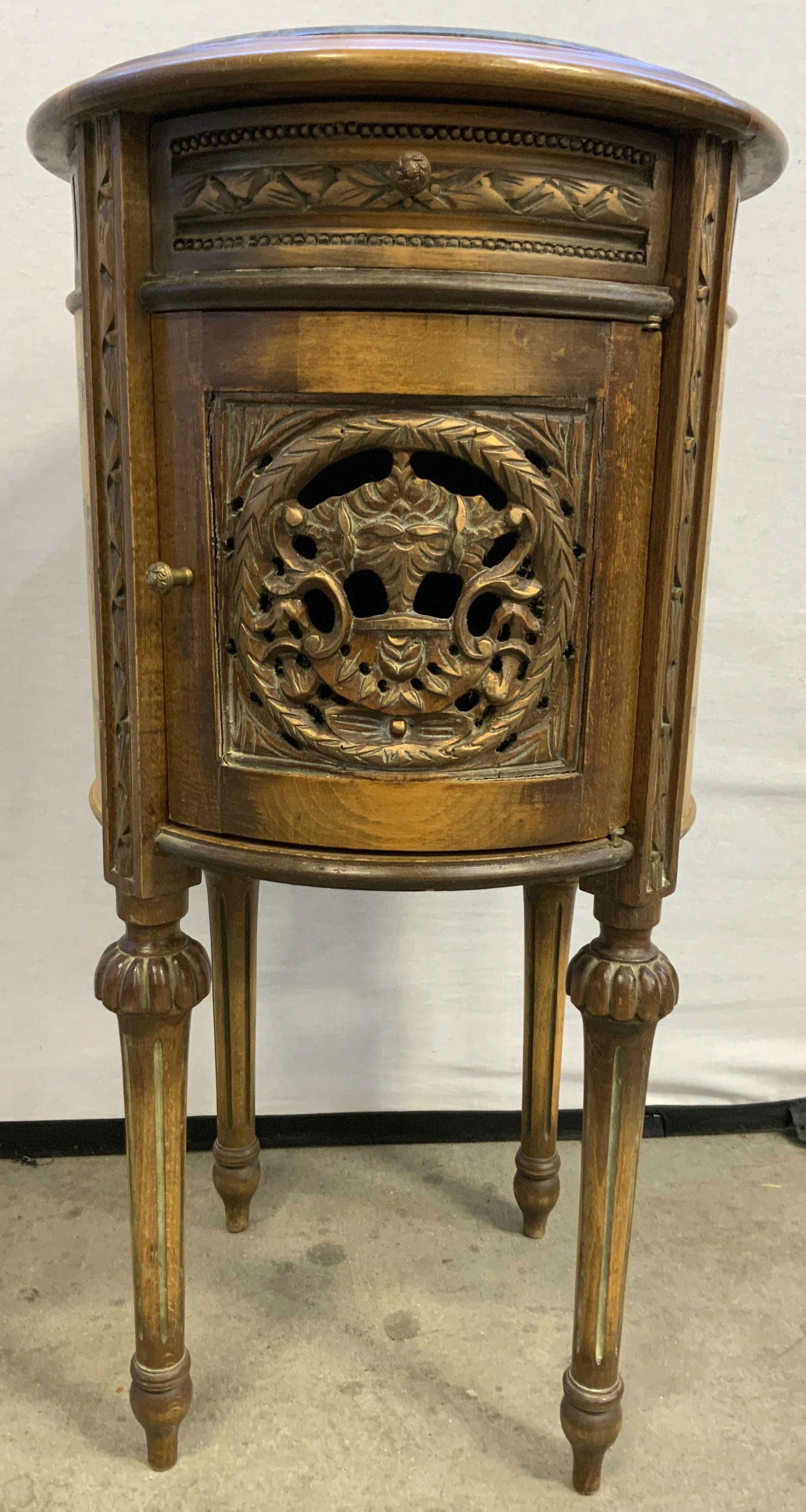 Vntg Louis XVI Style Marble Top Nightstand (1 of 8)