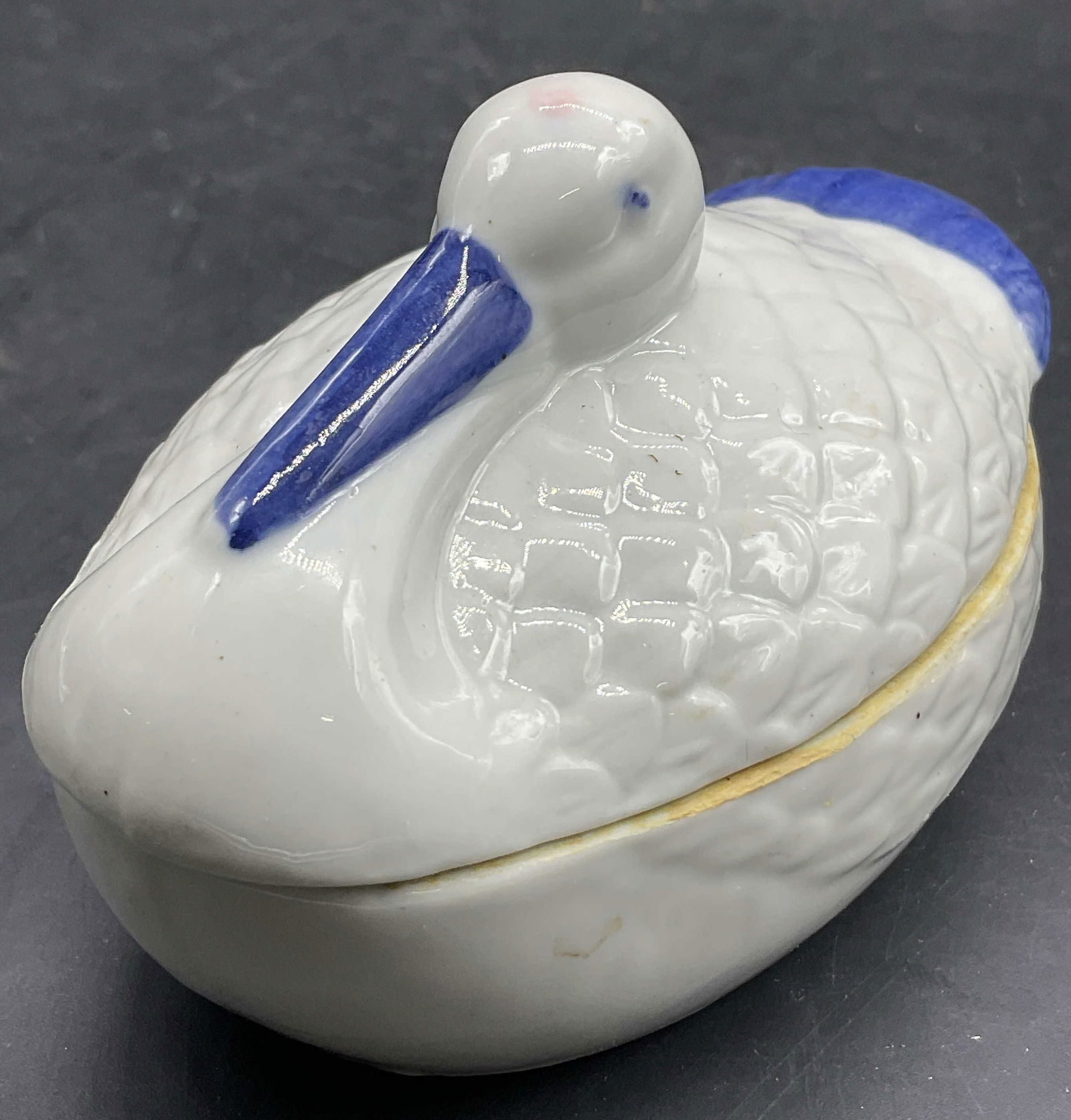 Vintage Asian Blue & White Crane Form Trinket Box (1 of 8)