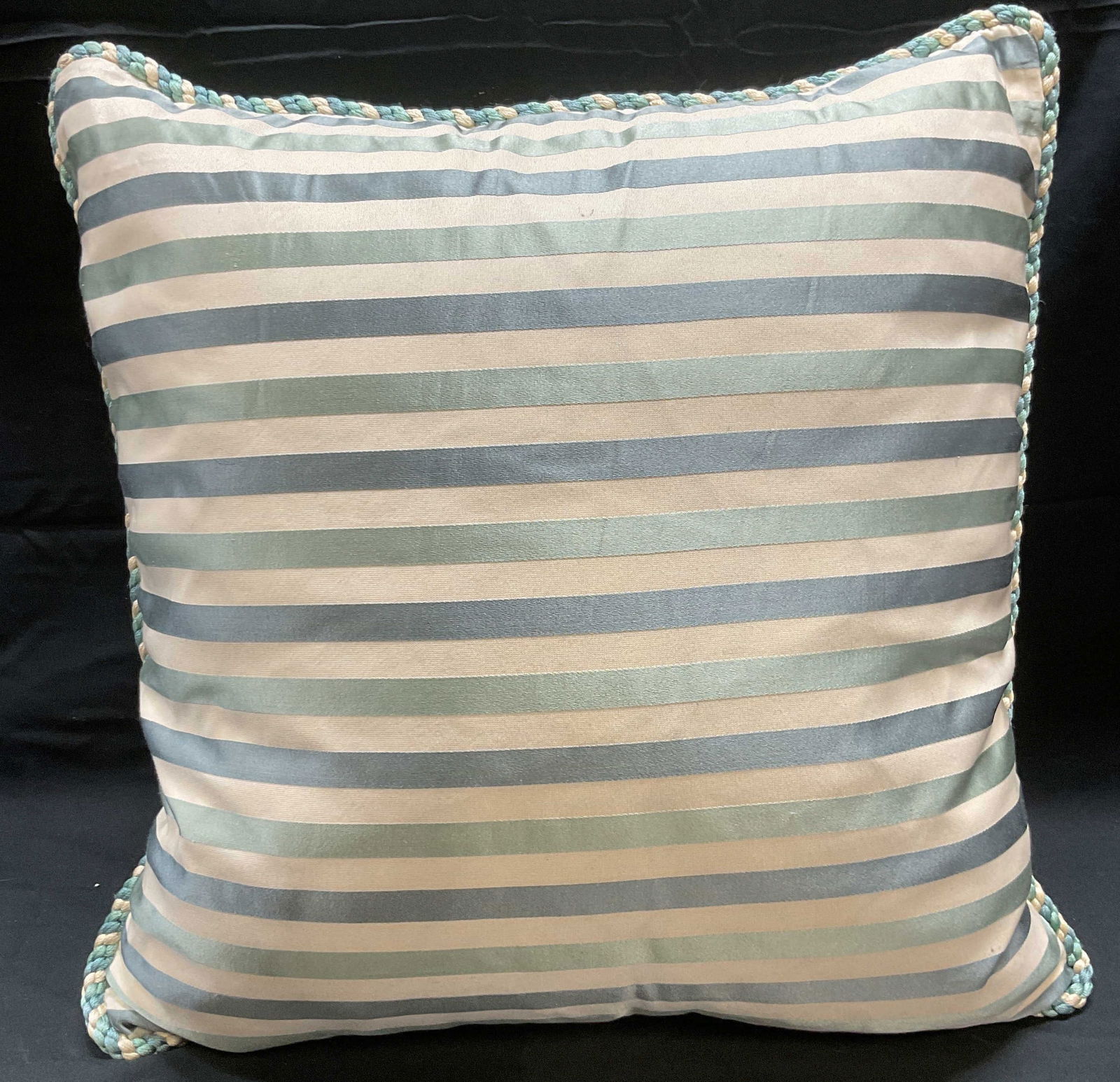 Green Striped Silk Down Feather Pillow (1 of 6)