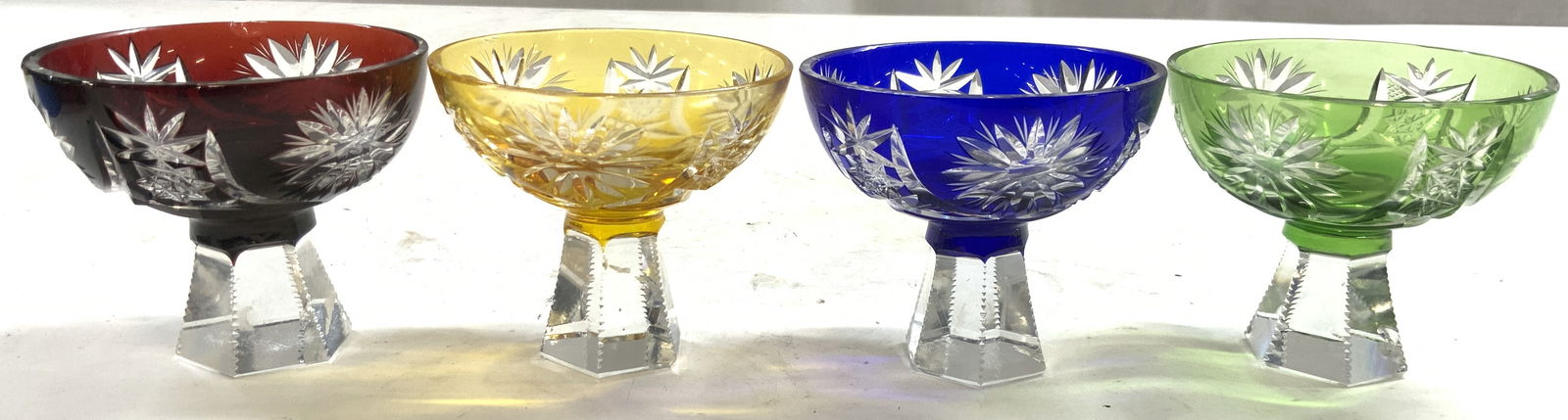 Lot 4 Bohemian Glass Vessels W Short Stems (1 of 8)