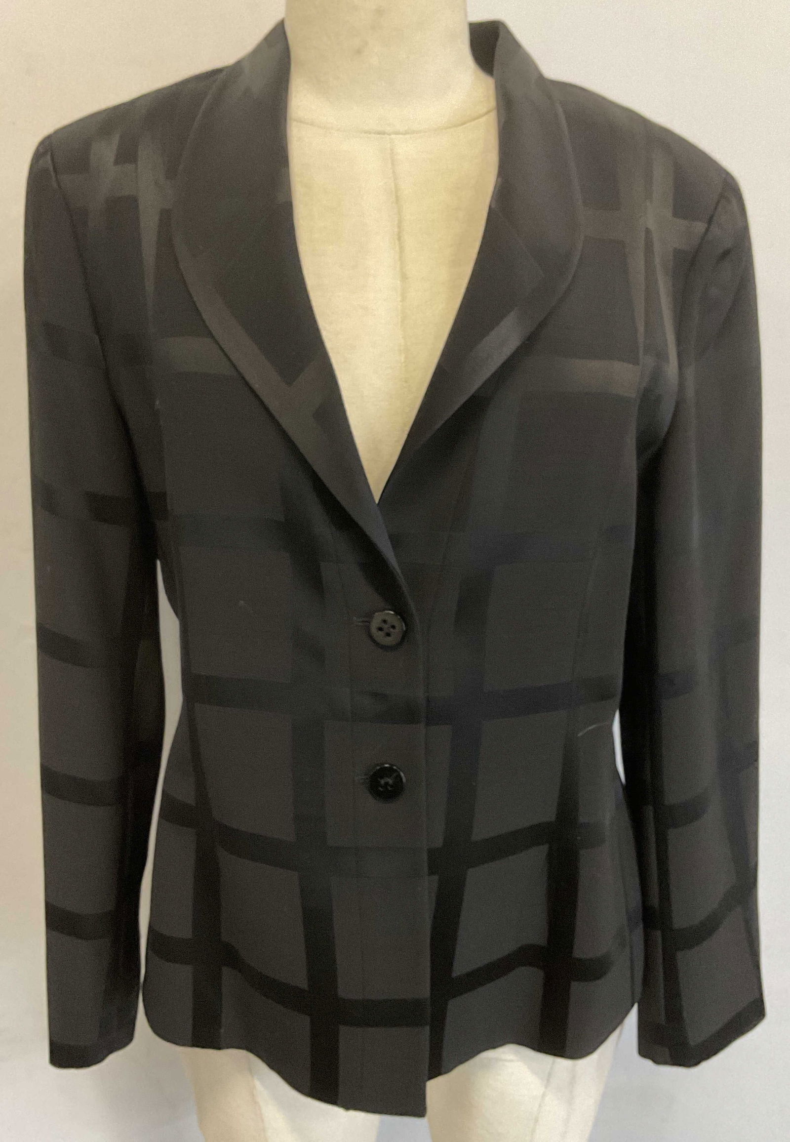 Vtg Armani Black Windowpane Jacket, Italy (1 of 7)