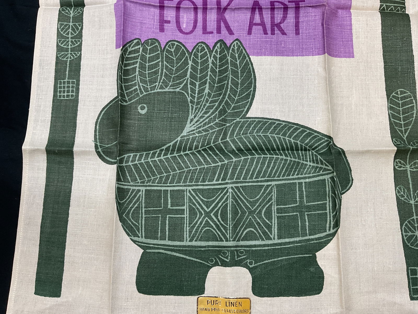 Vintage Polish Folk Art Print Linen Textile NWT: Vintage Polish Folk Art graphic print linen textile. Made in Poland. New with tag. Measures 22 x 32 inches. Graphic print textile, folk art print textile, polish print textile, home decor, home access