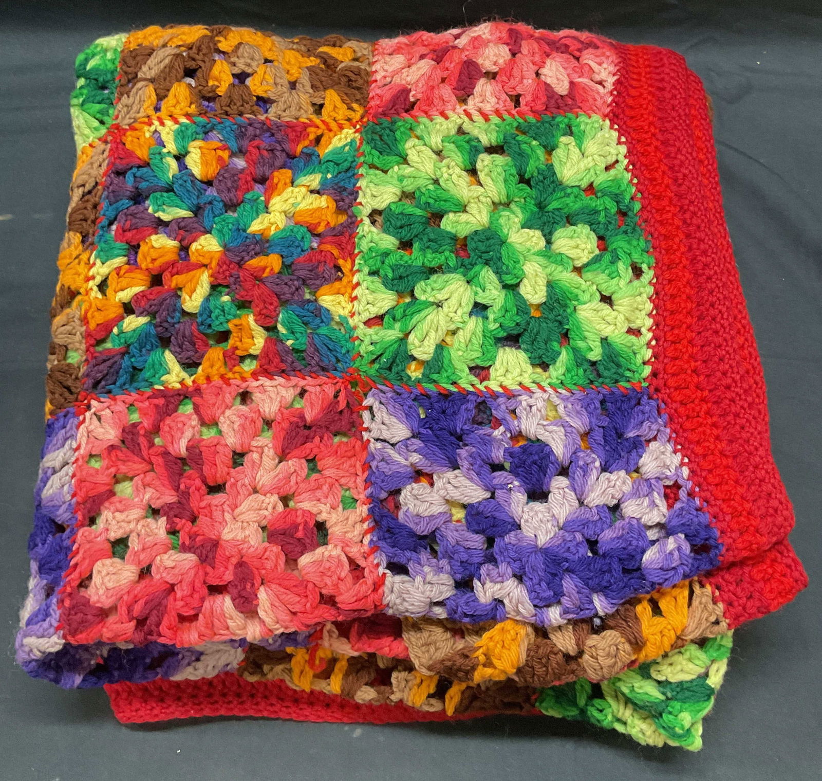 Multicolor Handmade Crochet Knit Blanket (1 of 6)