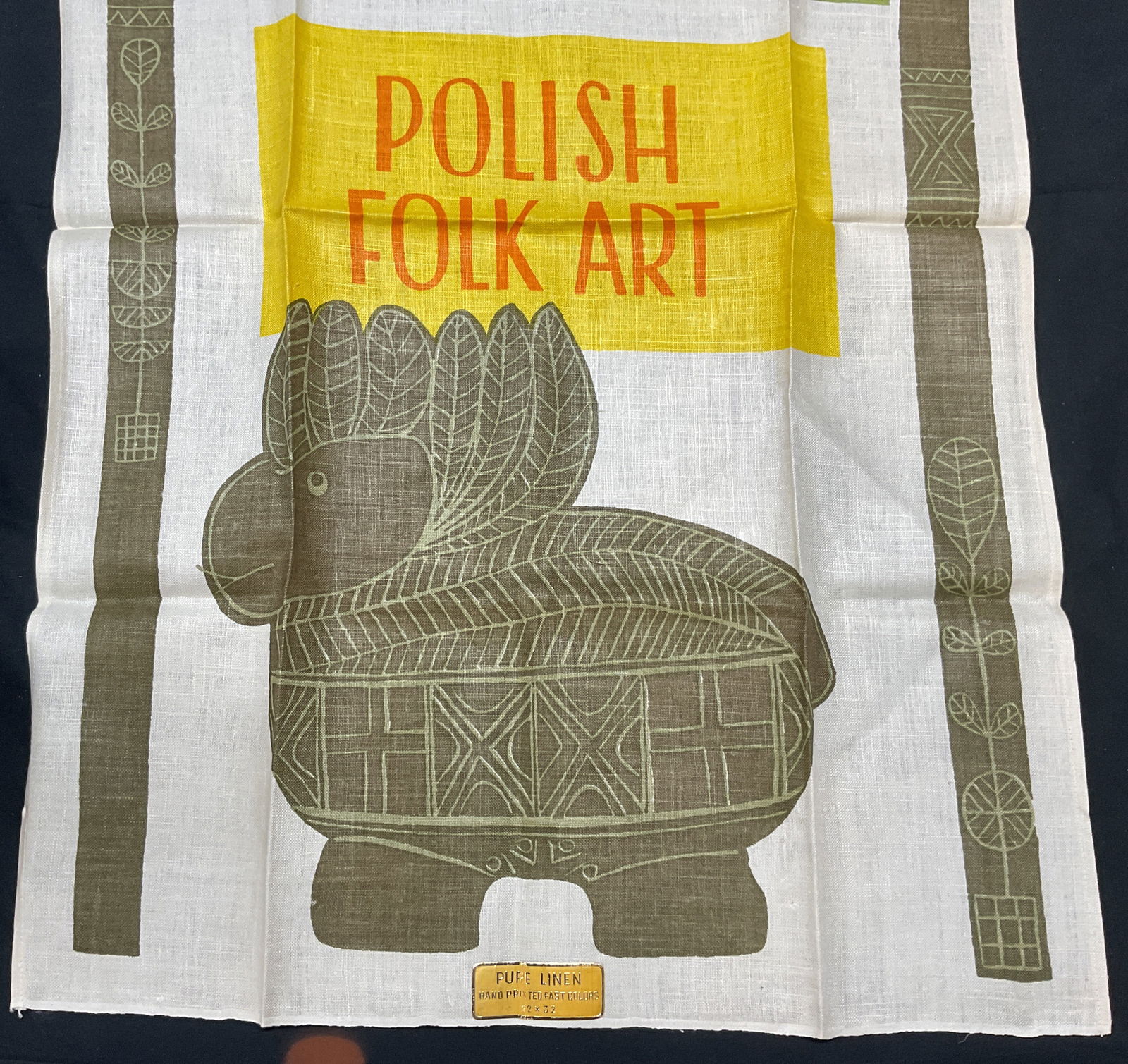 Vintage Polish Folk Art Linen Textile NWT (1 of 7)