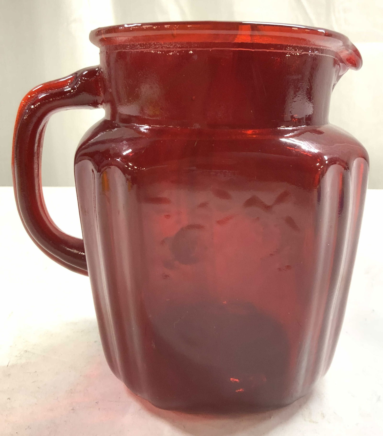 Vintage Art Glass Pitcher Ruby Red (1 of 8)