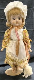 Mary Had A Little Lamb Vtg Porc Doll W Music Wind