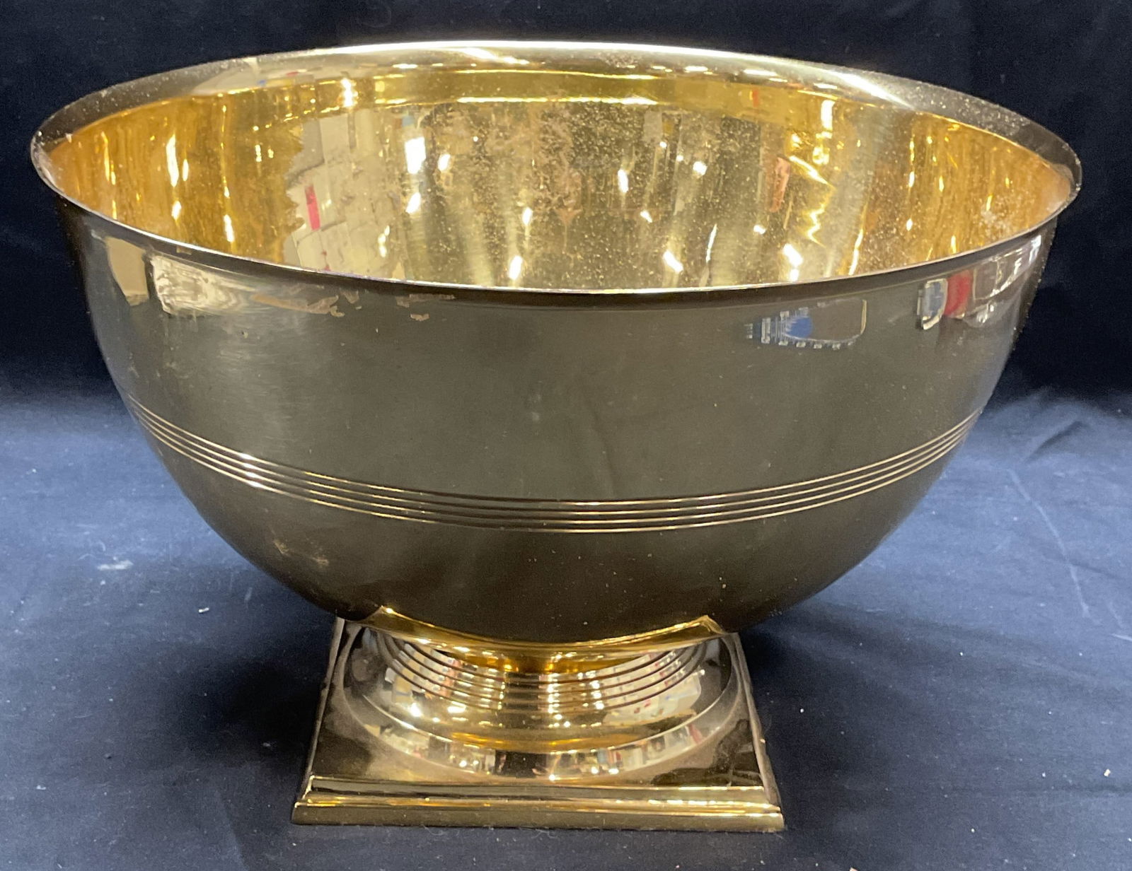 Gold Tone Round Footed Planter Bowl (1 of 6)