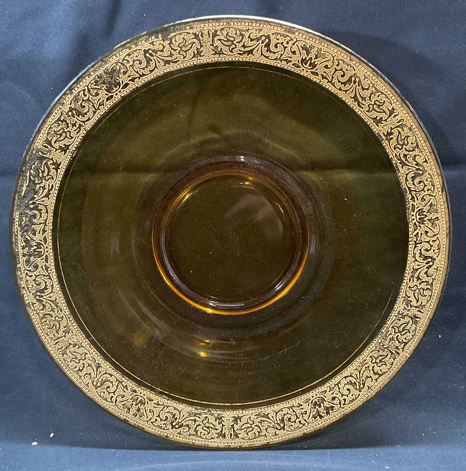 Vintage Gilt Amber Glass Plate (1 of 6)