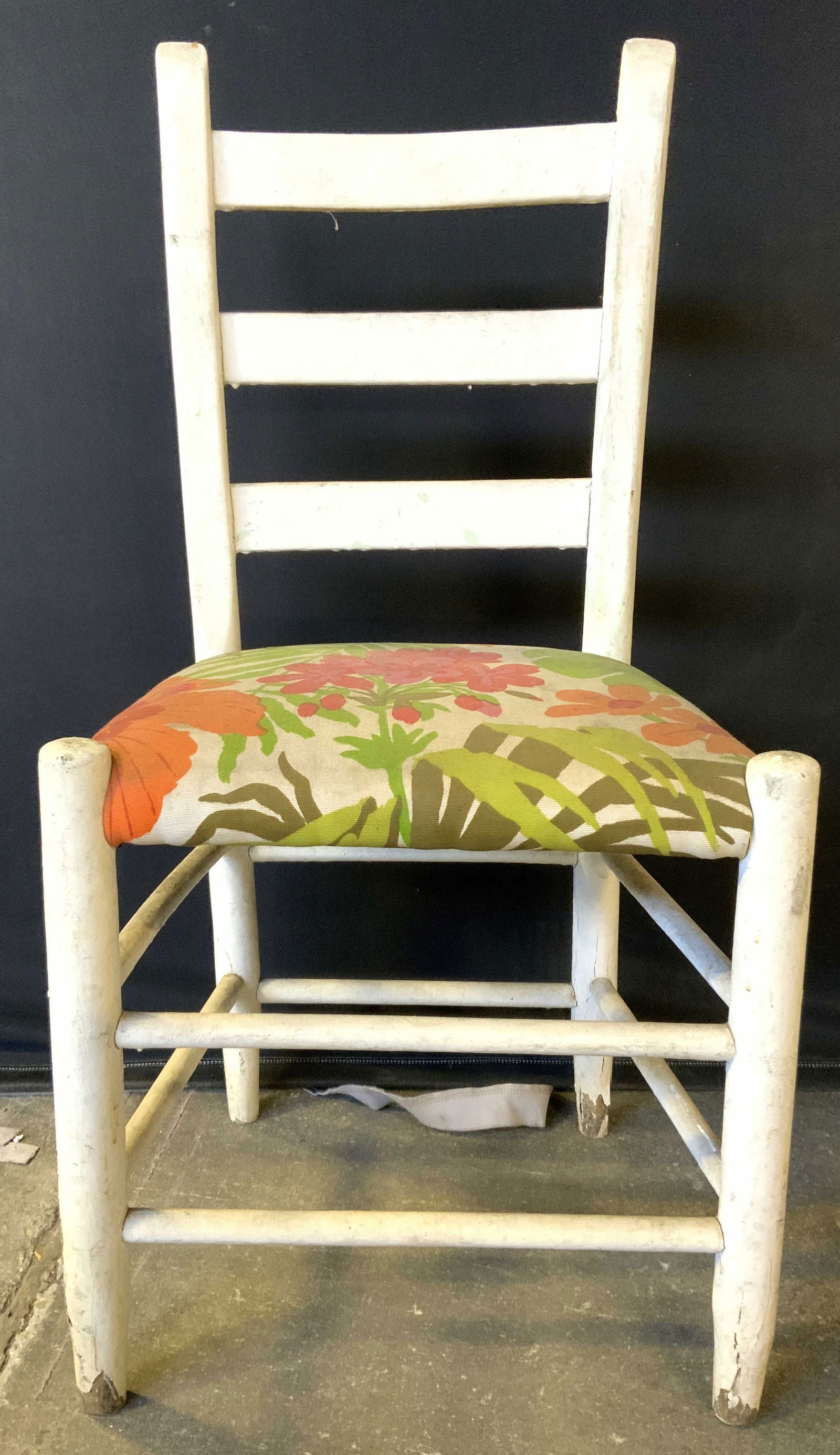 Vintage Wooden Ladderback Chair W Uph Seat (1 of 9)