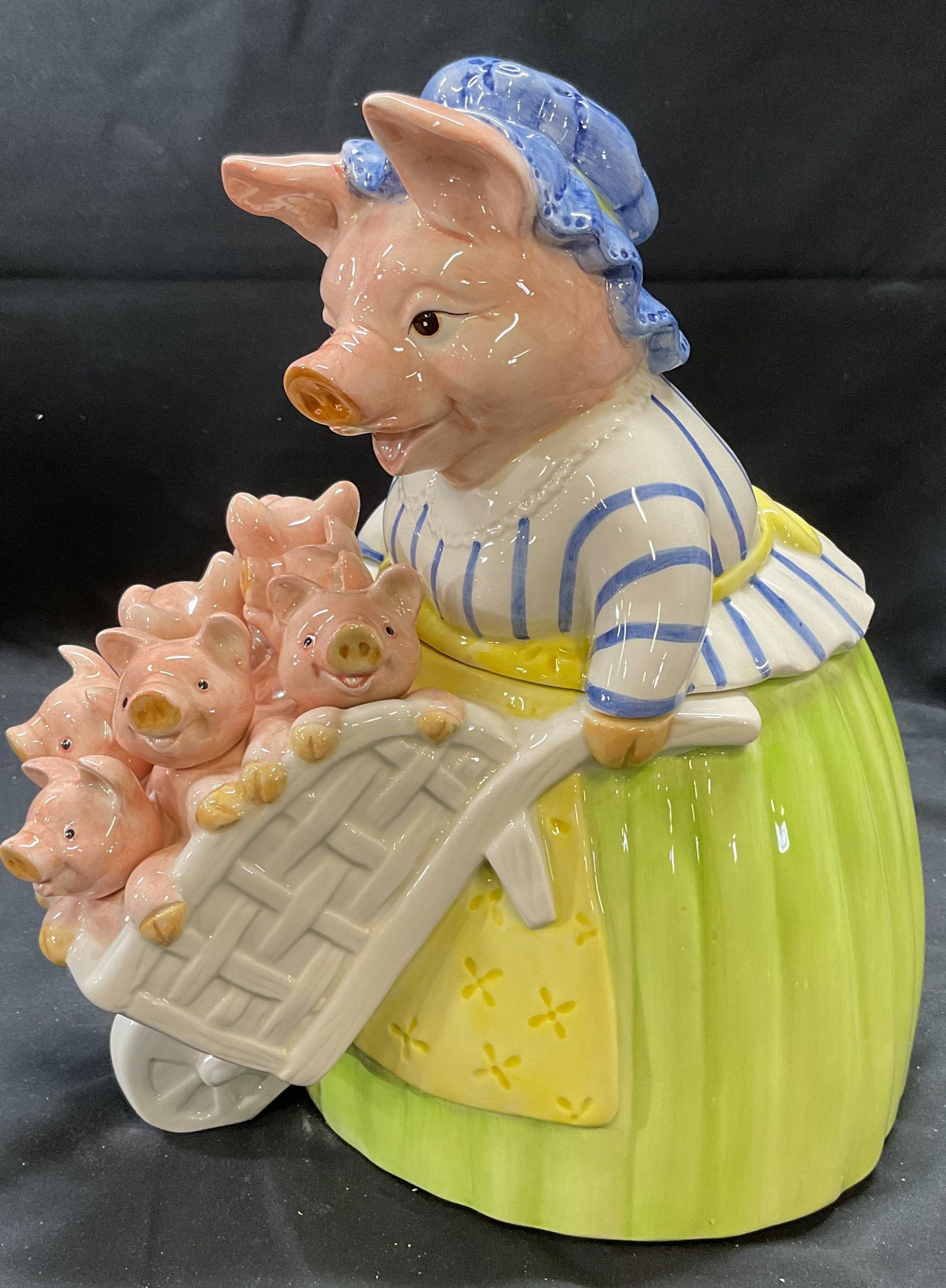 Fitz & Floyd Prunella Pig Ceramic Cookie Jar w Box (1 of 6)