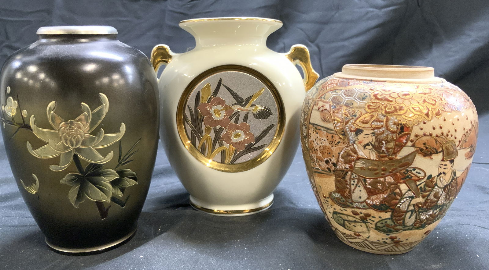 Lot 3 Asst Porc & Ceramic Vases CHOKIN & More (1 of 11)