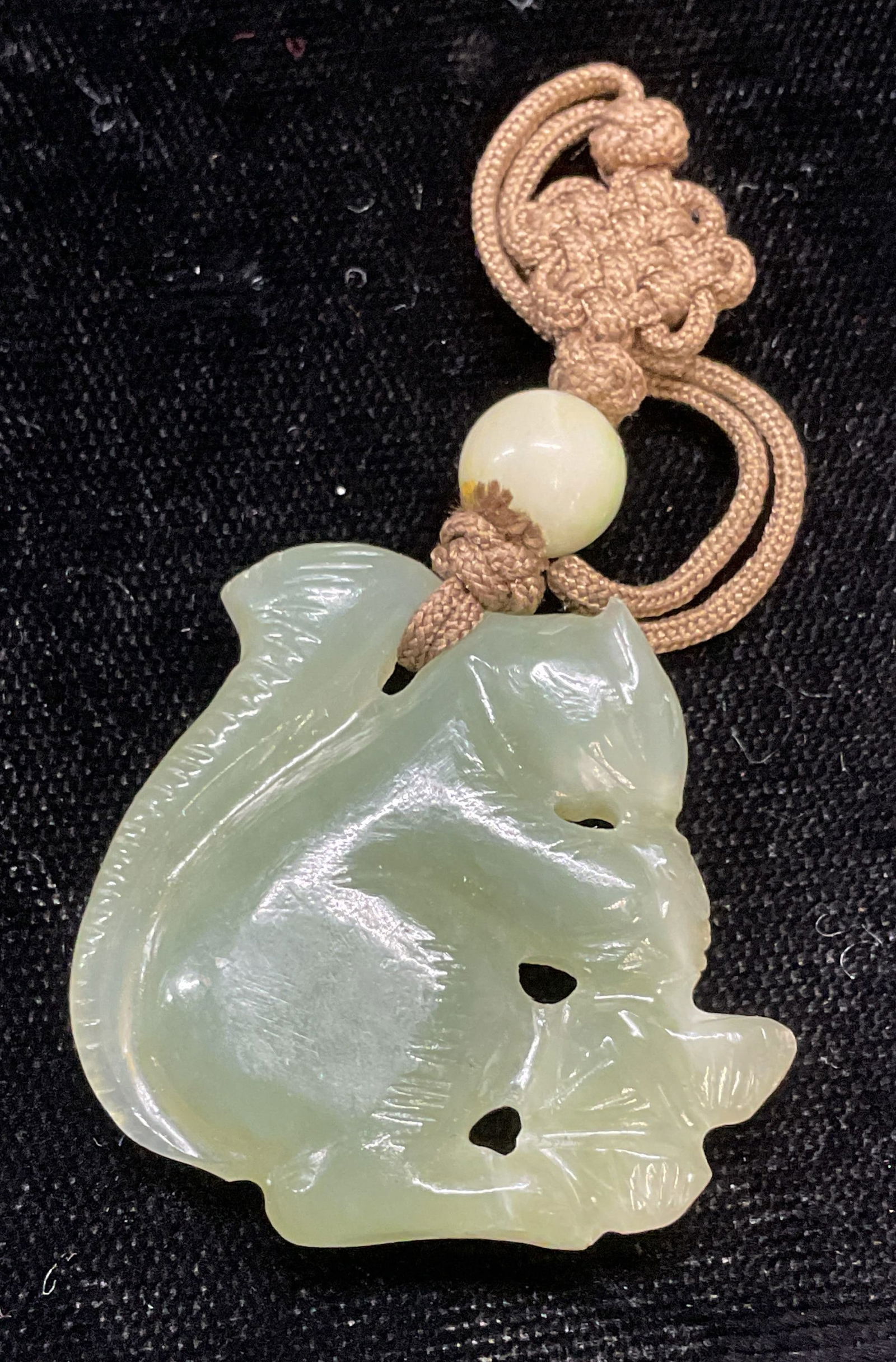 Asian Carved jade Squirrel Pendant (1 of 6)