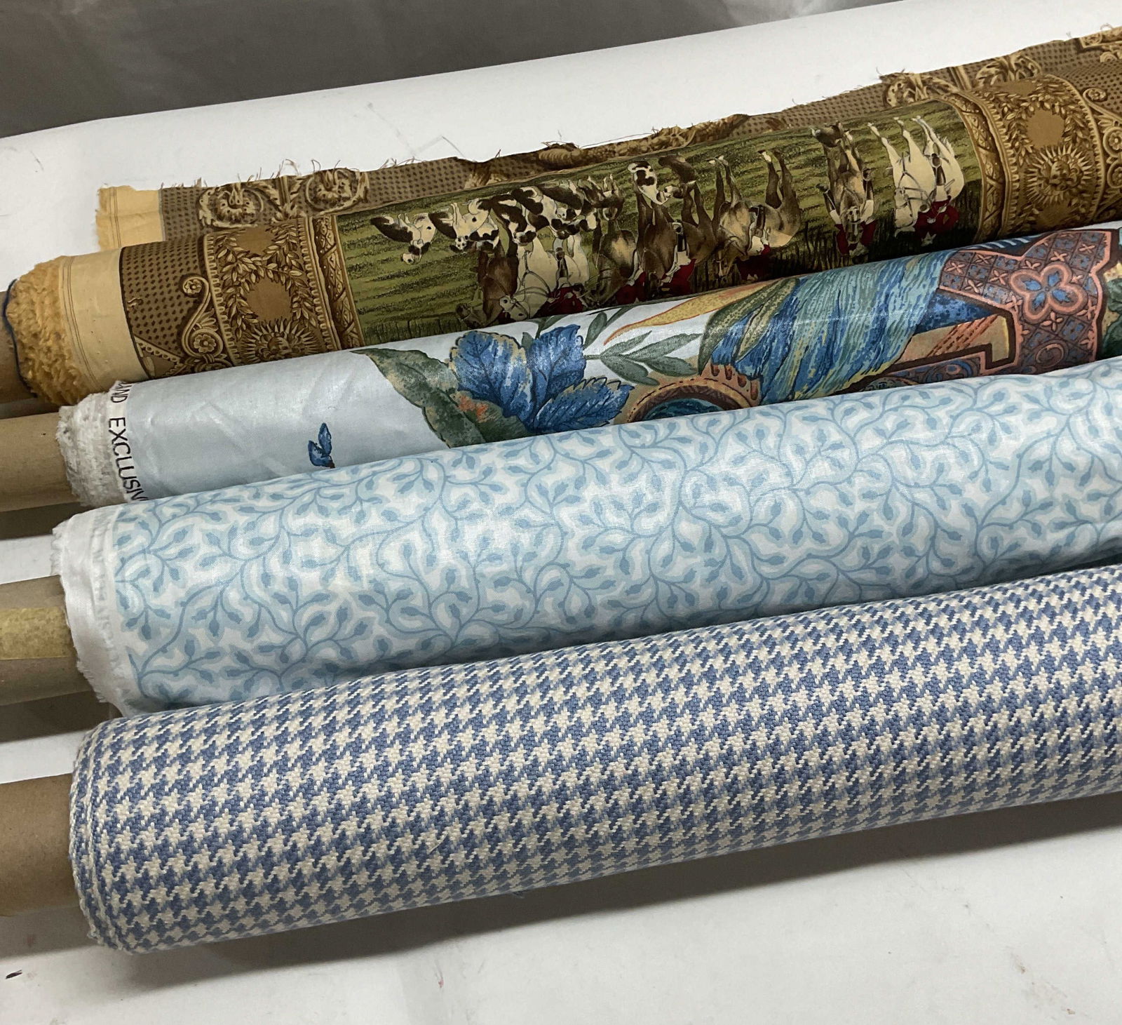 4 Houndstooth, Floral, Asian Print Fabric Bolts (1 of 8)