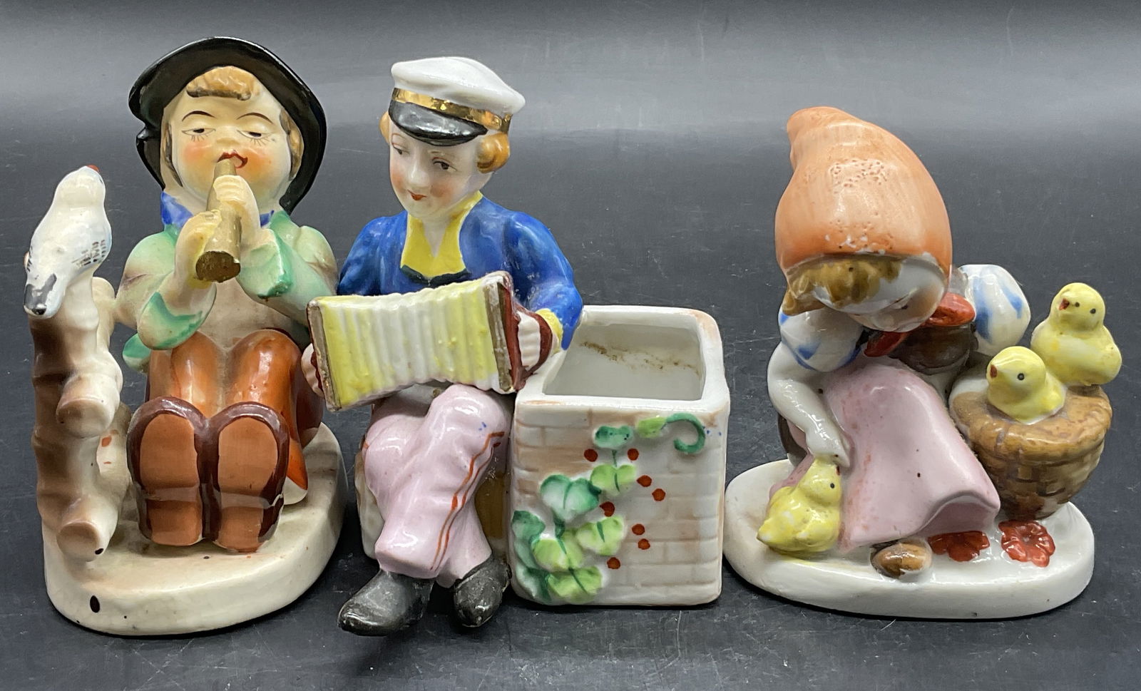 Lot 3 Vintage Hand Painted Ceramic Figurals, Japan (1 of 6)