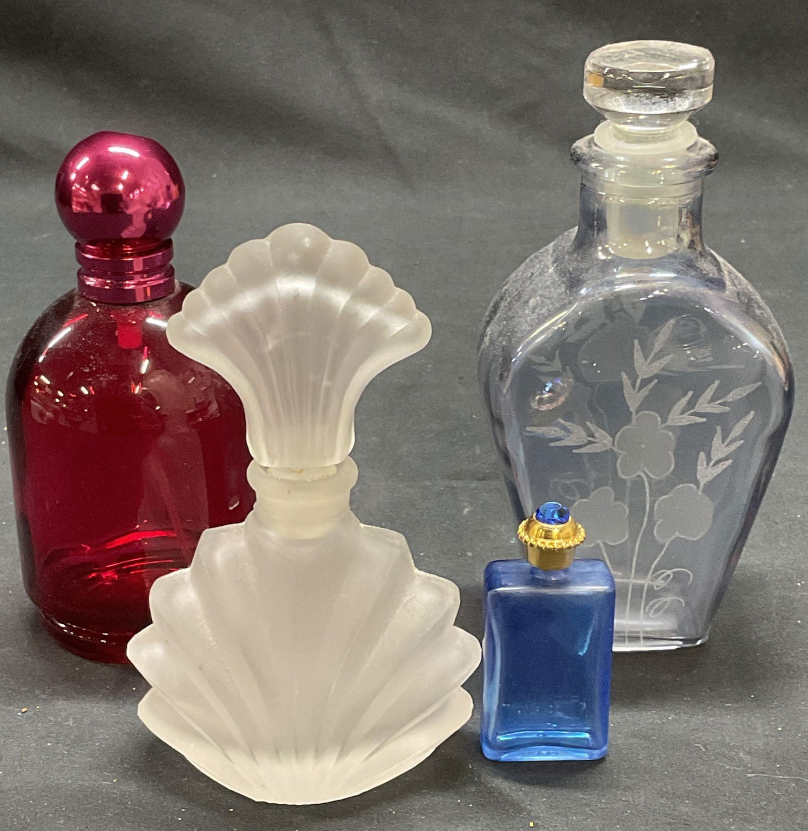 Lot 4 Shell, Floral, Glass Perfume Bottles (1 of 6)