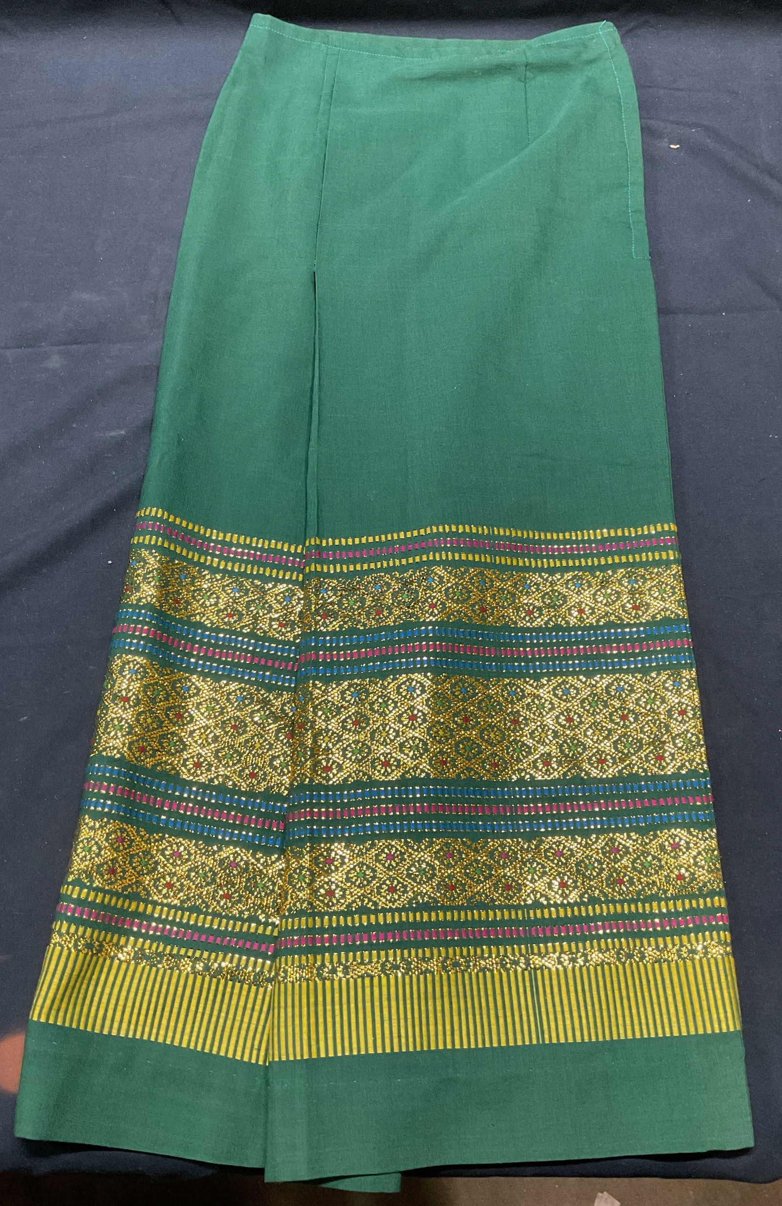 Green Metallic Embroidered Midi Skirt (1 of 6)