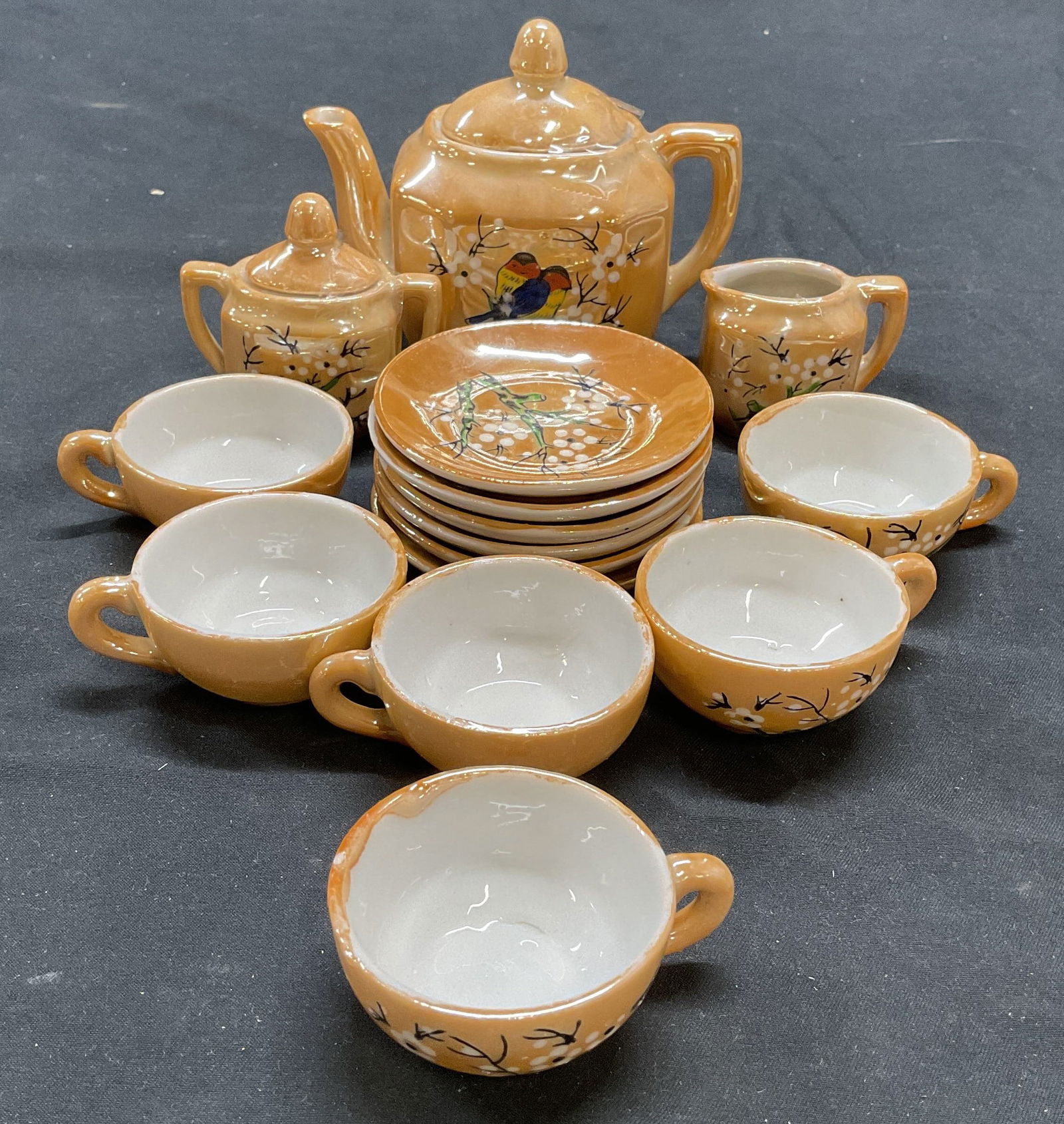 15 Vtg Lusterware Porcelain Mini Tea Set, Japan (1 of 8)