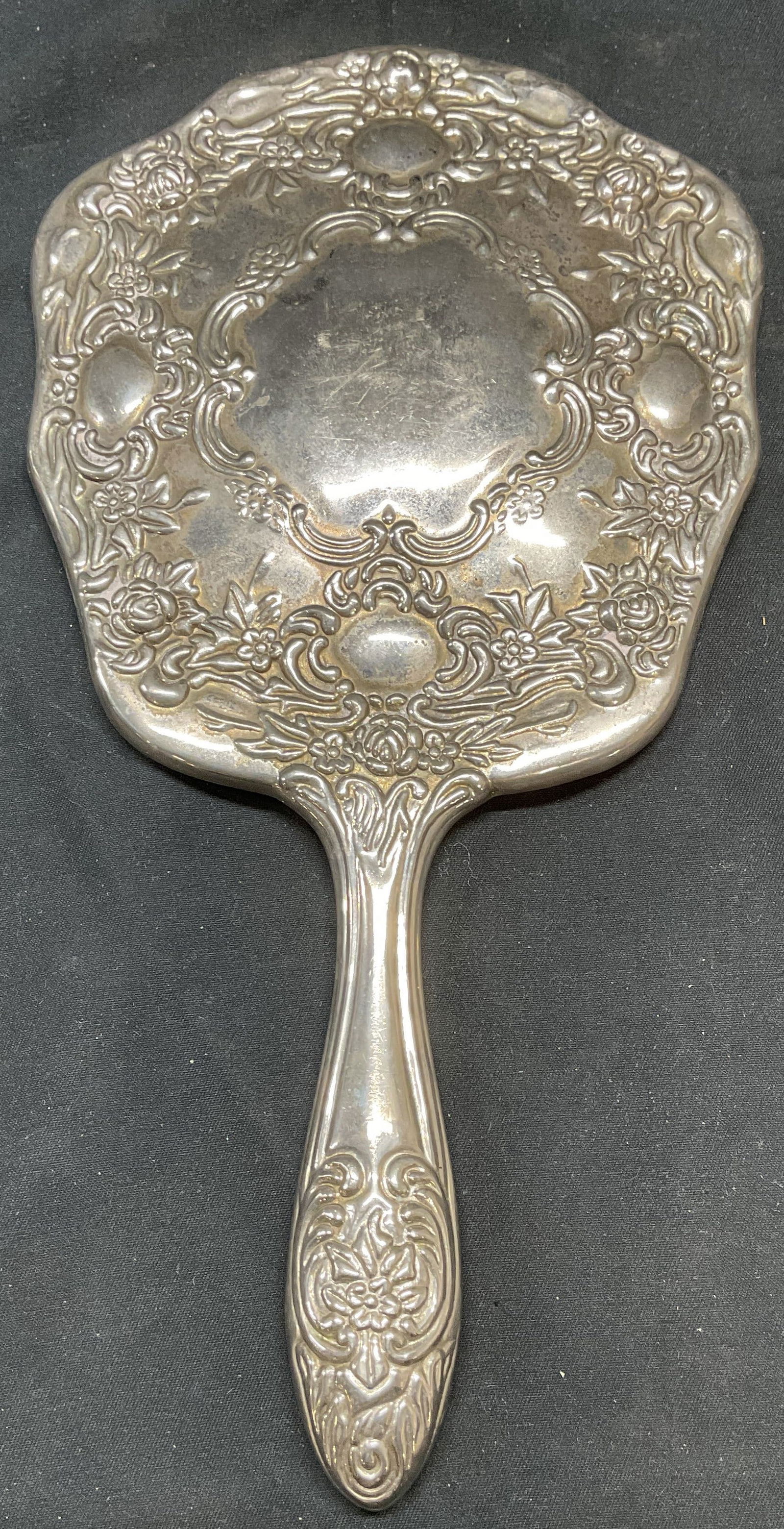 Vtg Heavy Silver Plated Hand Mirror (1 of 7)