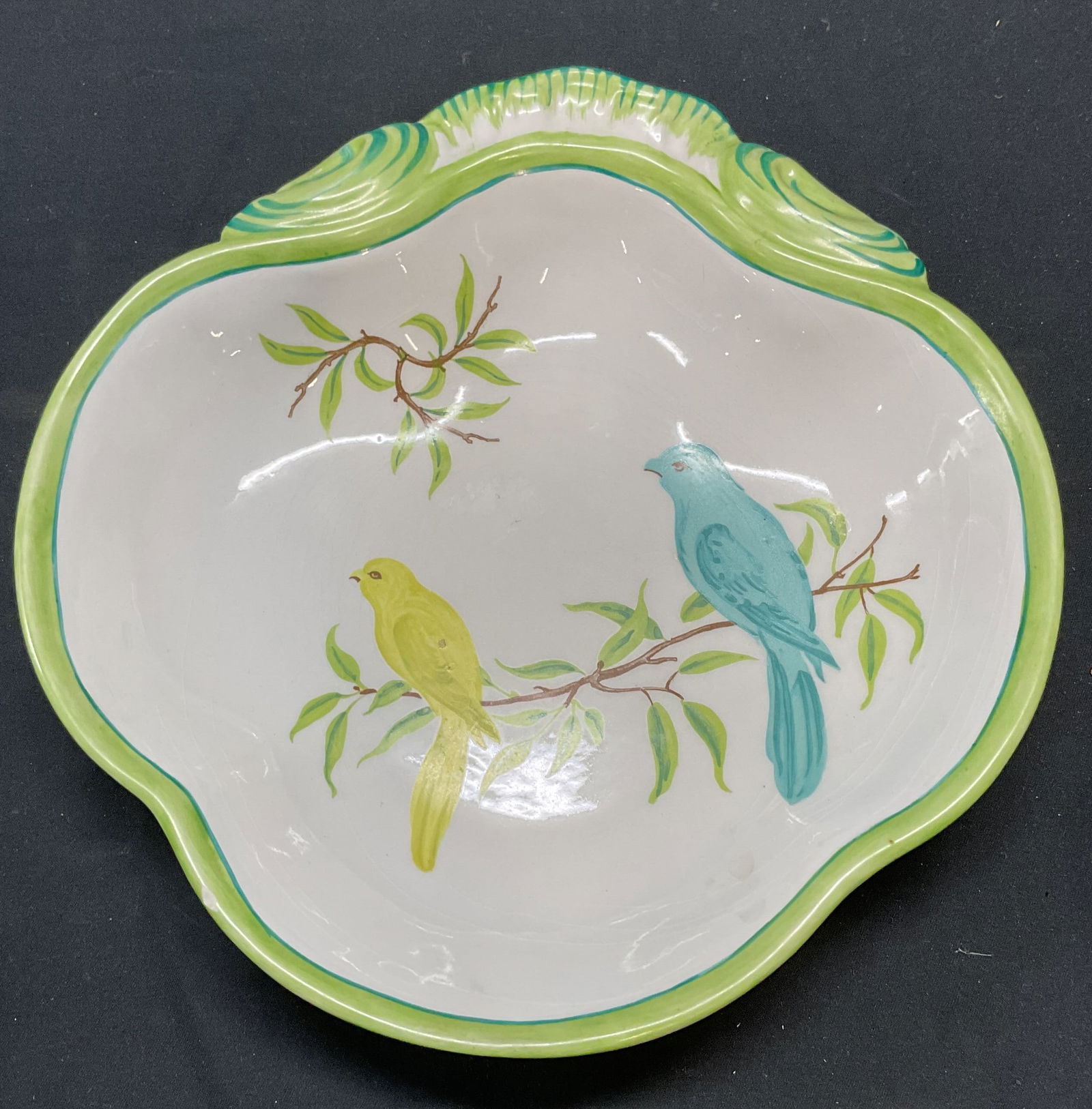 Vtg Hand Painted Ceramic Bird Bowl, Italy (1 of 6)