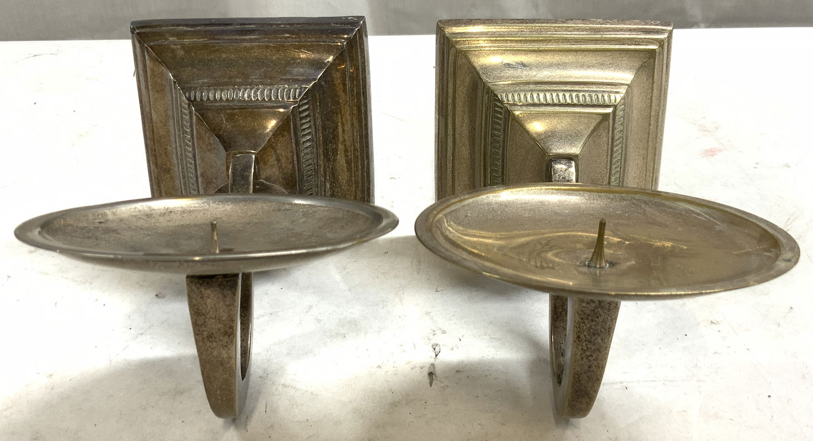 POTTERY BARN Pr Silver Plate Wall Sconces (1 of 6)