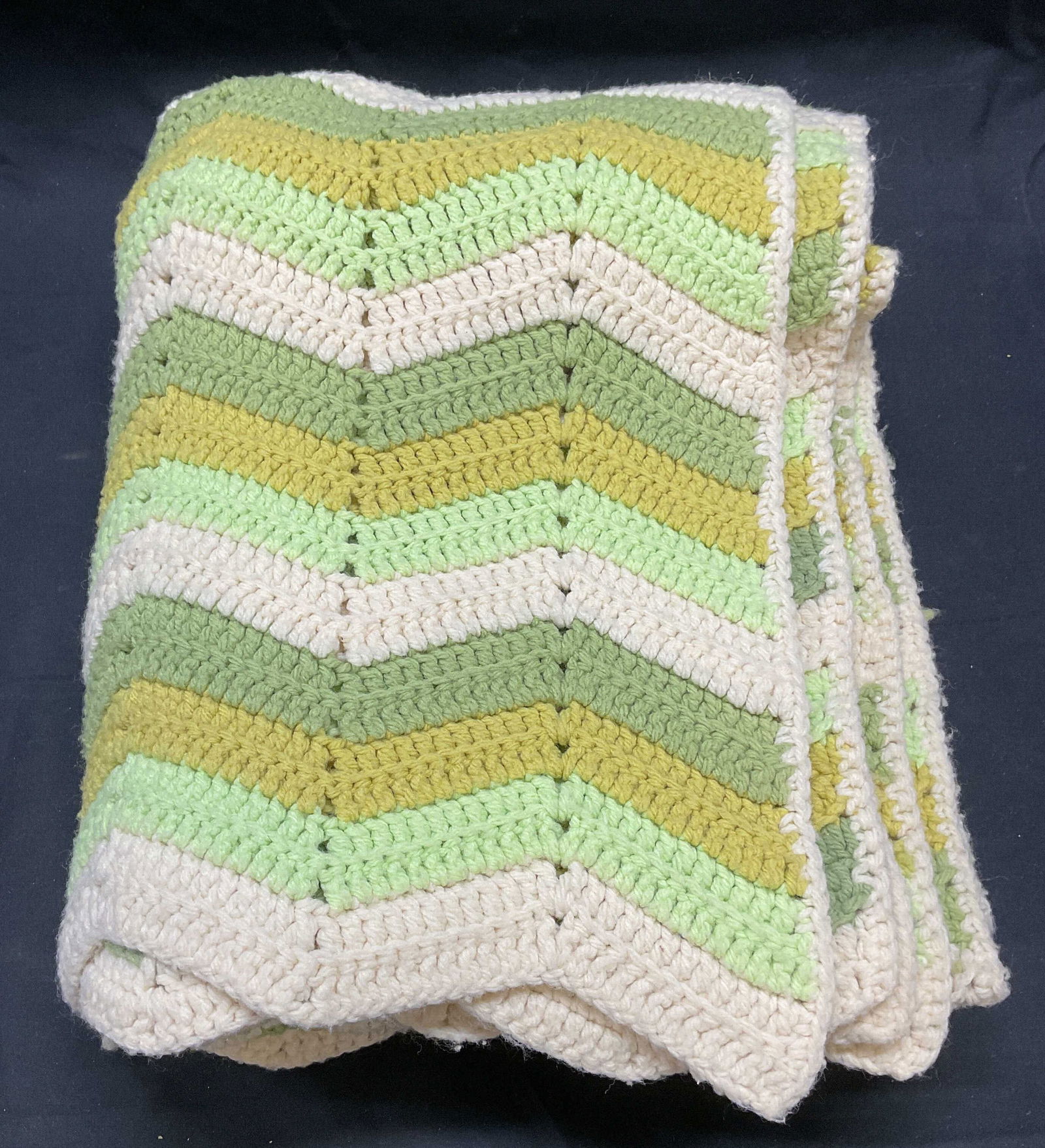 Green Zigzag Striped Crochet Blanket (1 of 6)