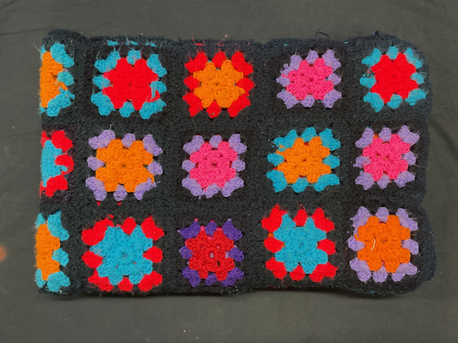Black Crochet Knit Floral Blanket (1 of 6)