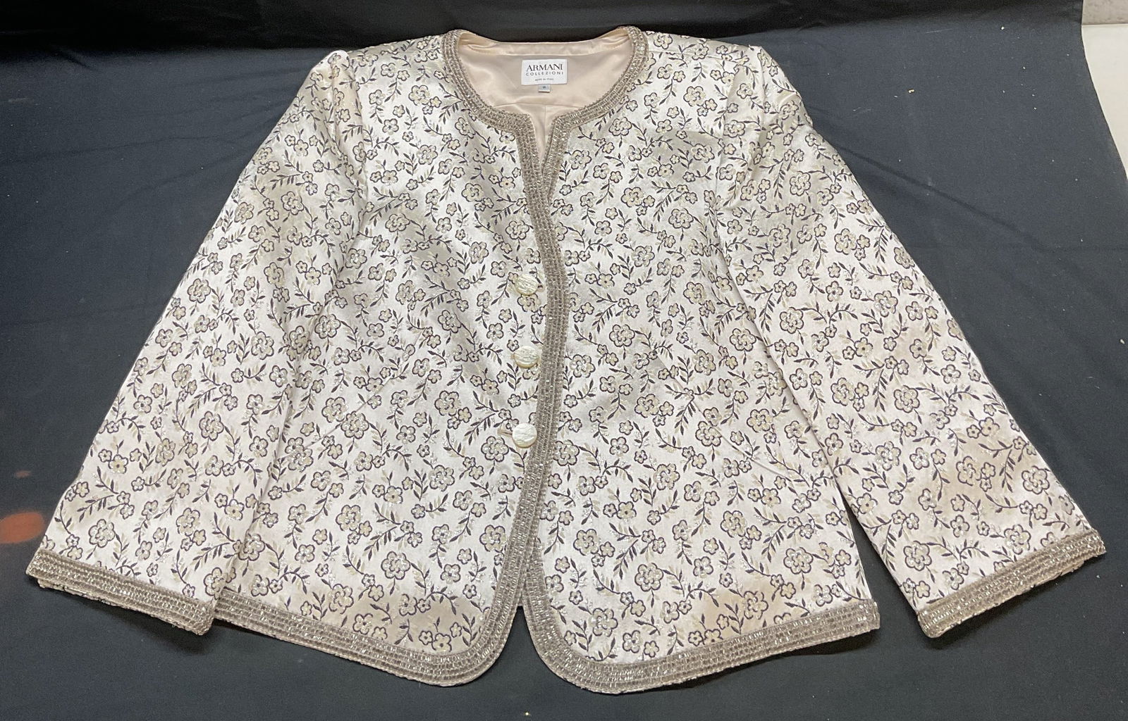 Armani Silver Floral Beaded Jacket, Italy (1 of 7)