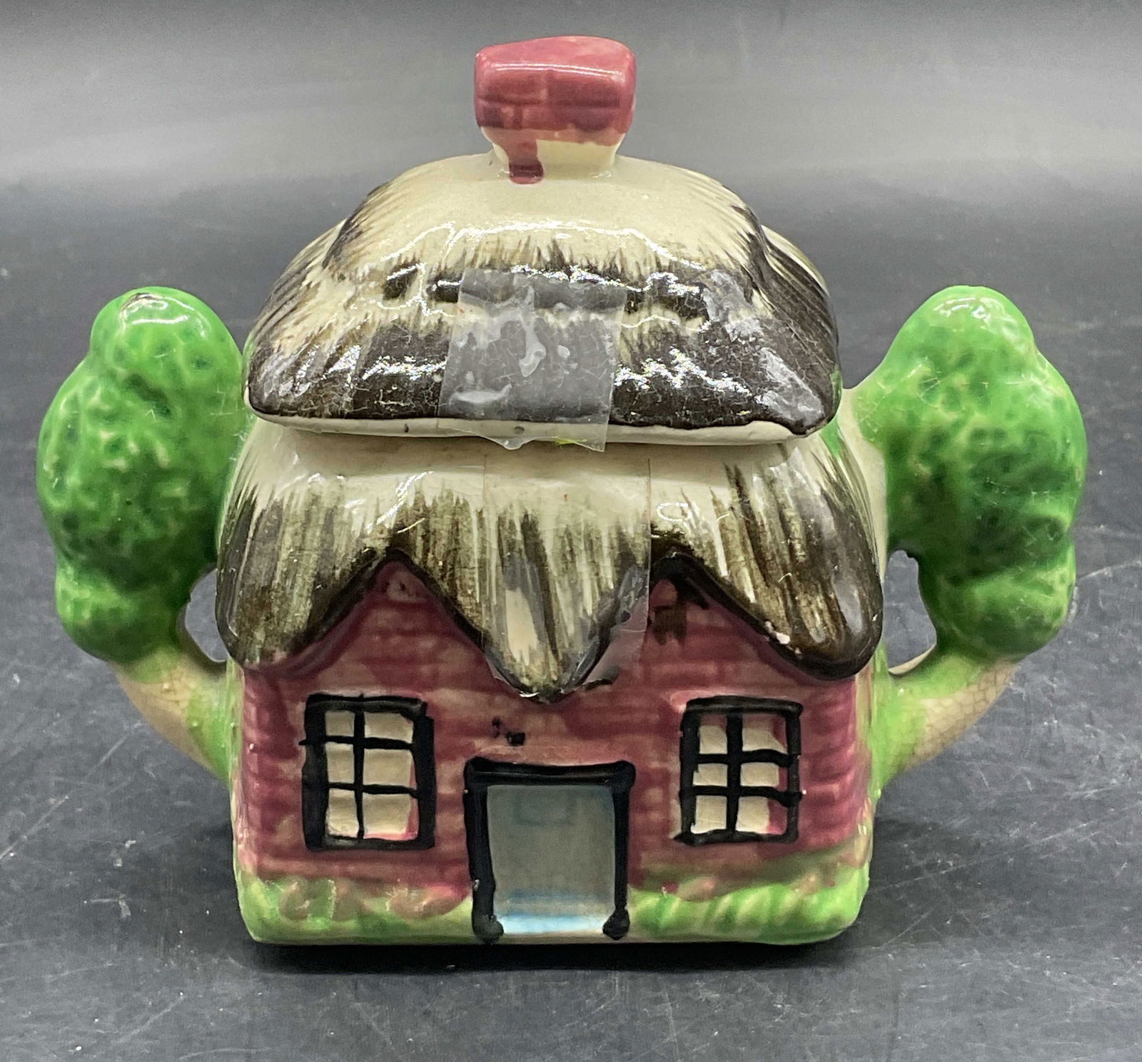 Vintage Ceramic Cottage Motif Lidded Vessel (1 of 7)