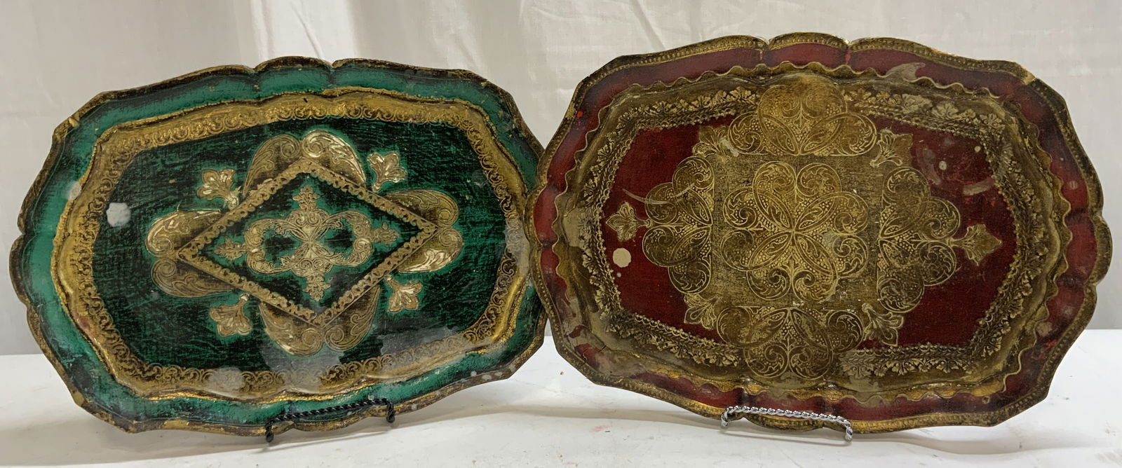 Lot 2 Vintage Italian Florentine Serving Trays (1 of 8)