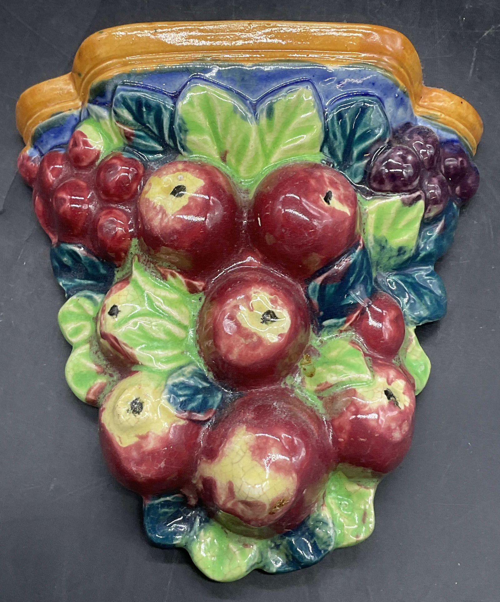 Vintage Ceramic Fruit Bushel Wall Pocket Vase (1 of 8)