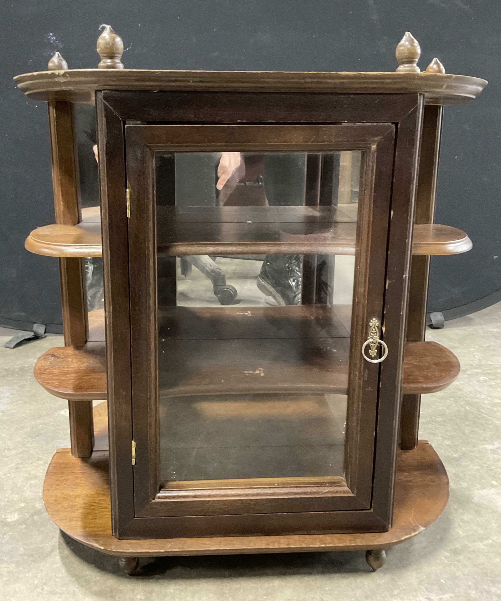 Vintage Mirrored Wooden Curio Wall Shelf (1 of 11)