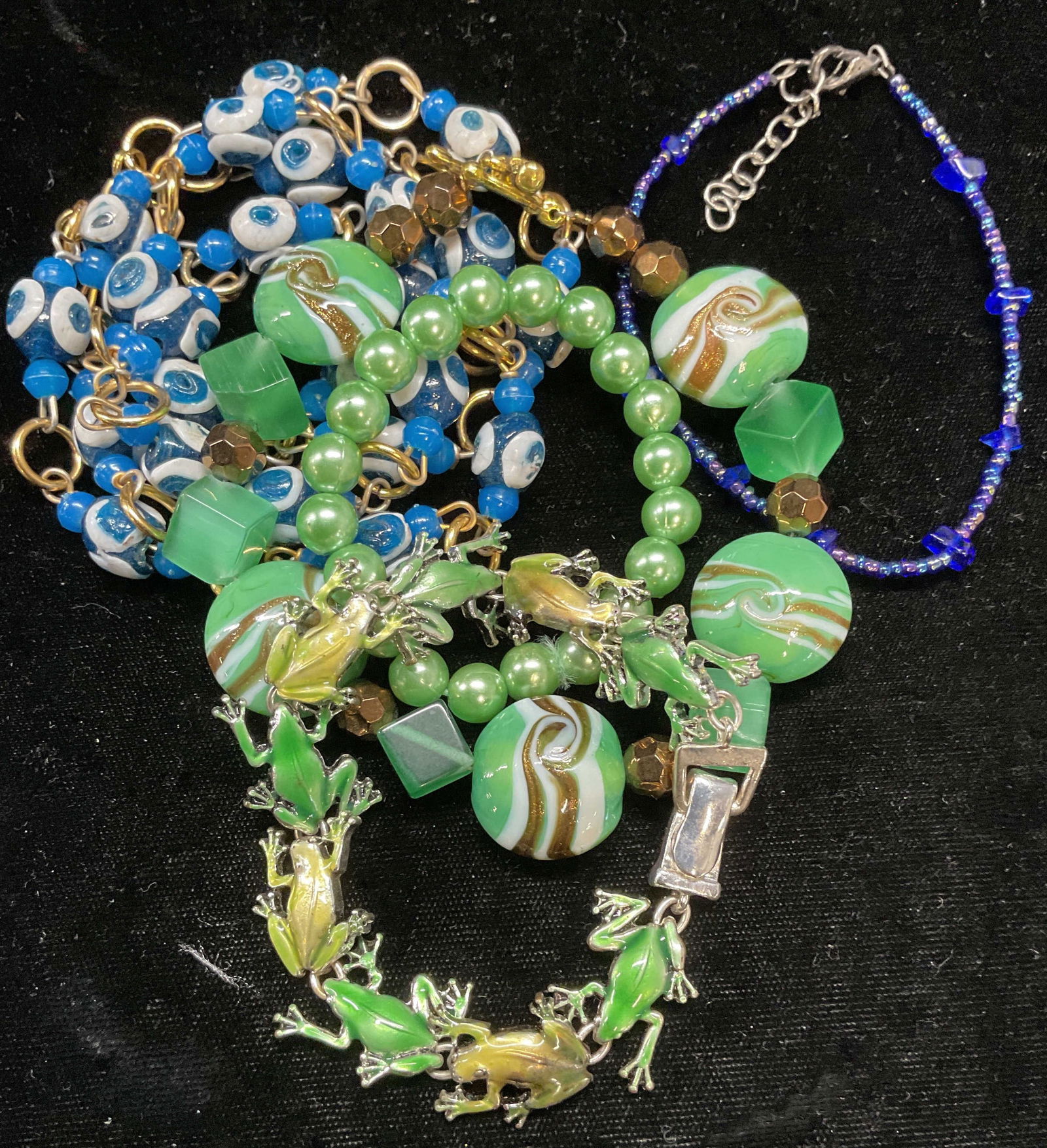 Lot 5 Frog Bracelet, Crystal Bracelet, Necklaces (1 of 7)
