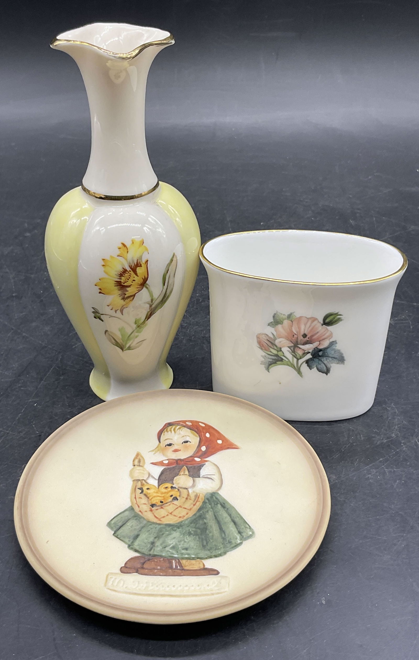Lot 3 Vintage Porcelain Vases & GOEBEL Hummel Dish (1 of 7)