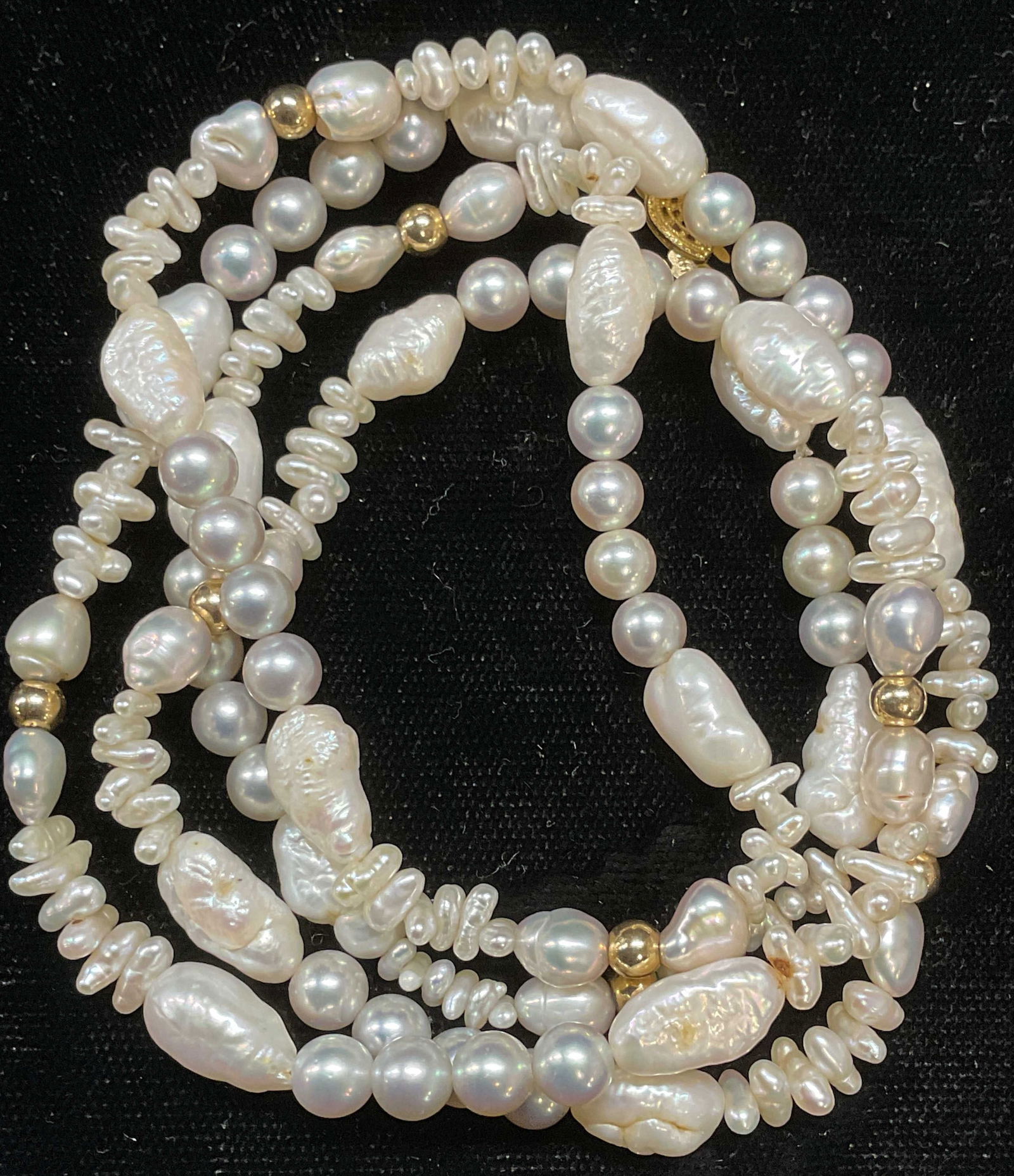 14k Gold Baroque Pearl Beaded Necklace (1 of 7)