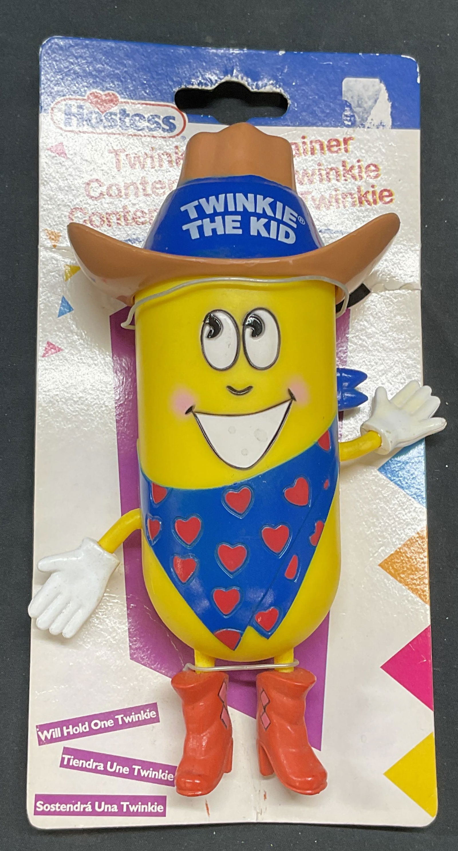 Hostess Twinkie The Kid Figurine Toy NIP: Hostess Twinkie The Kid figural toy. New in package. Plastic. Some wear to packaging consistent with exposure. Toy measures approx. 7 inches long. Twinkie, Twinkie the kid, hostess, hostess Twinkie, T